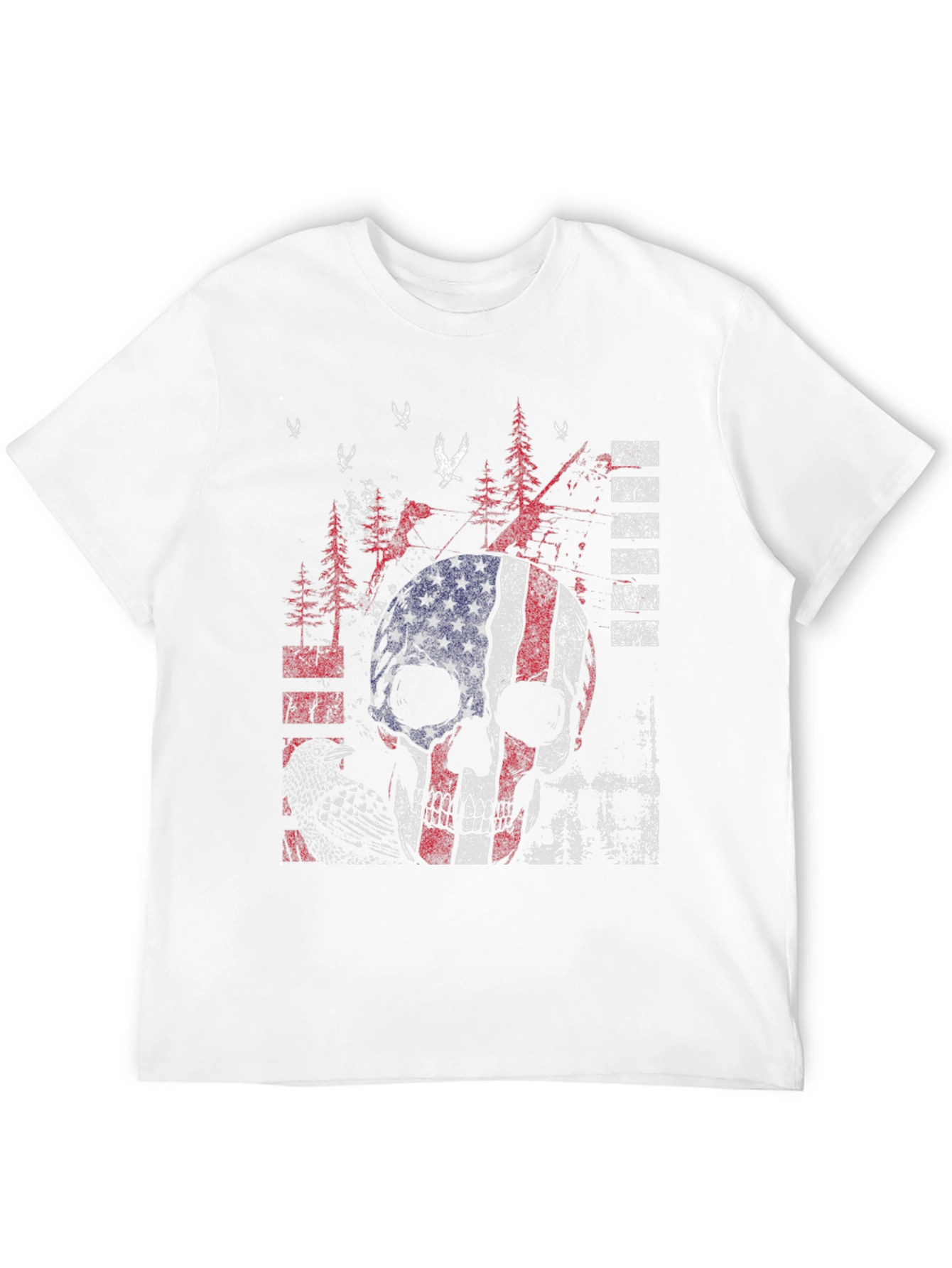 American Flag Skull Graphic Print T-Shirt