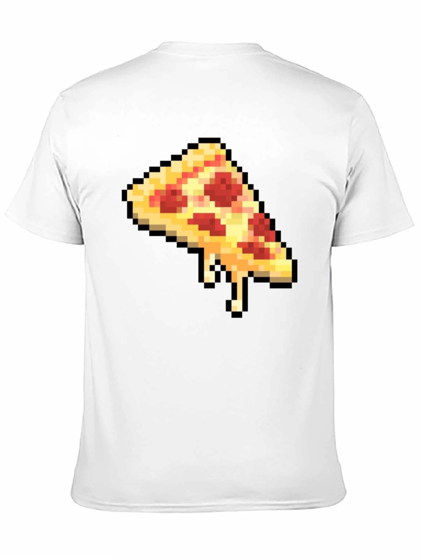 Pixel Pizza Slice Graphic Tee - Black Casual T-Shirt