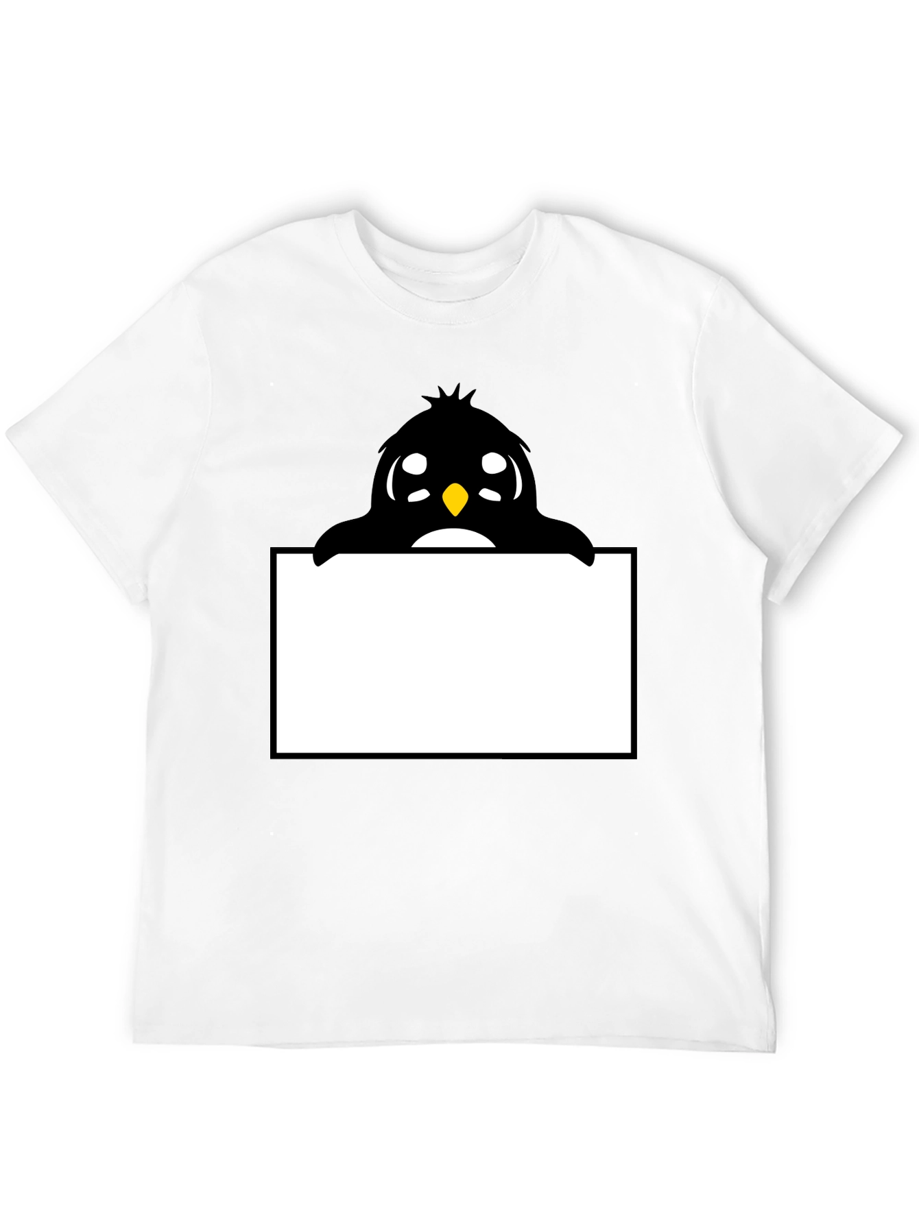 Cute Cartoon Penguin Peek-a-Boo Black T-Shirt