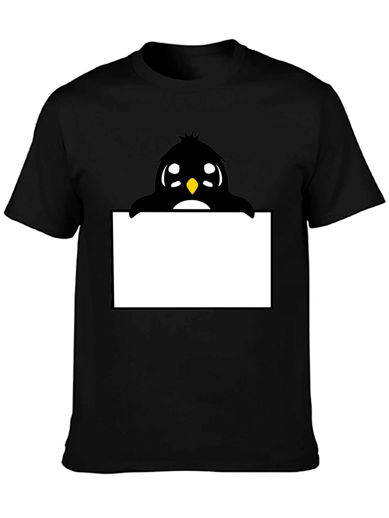 Cute Cartoon Penguin Peek-a-Boo Black T-Shirt