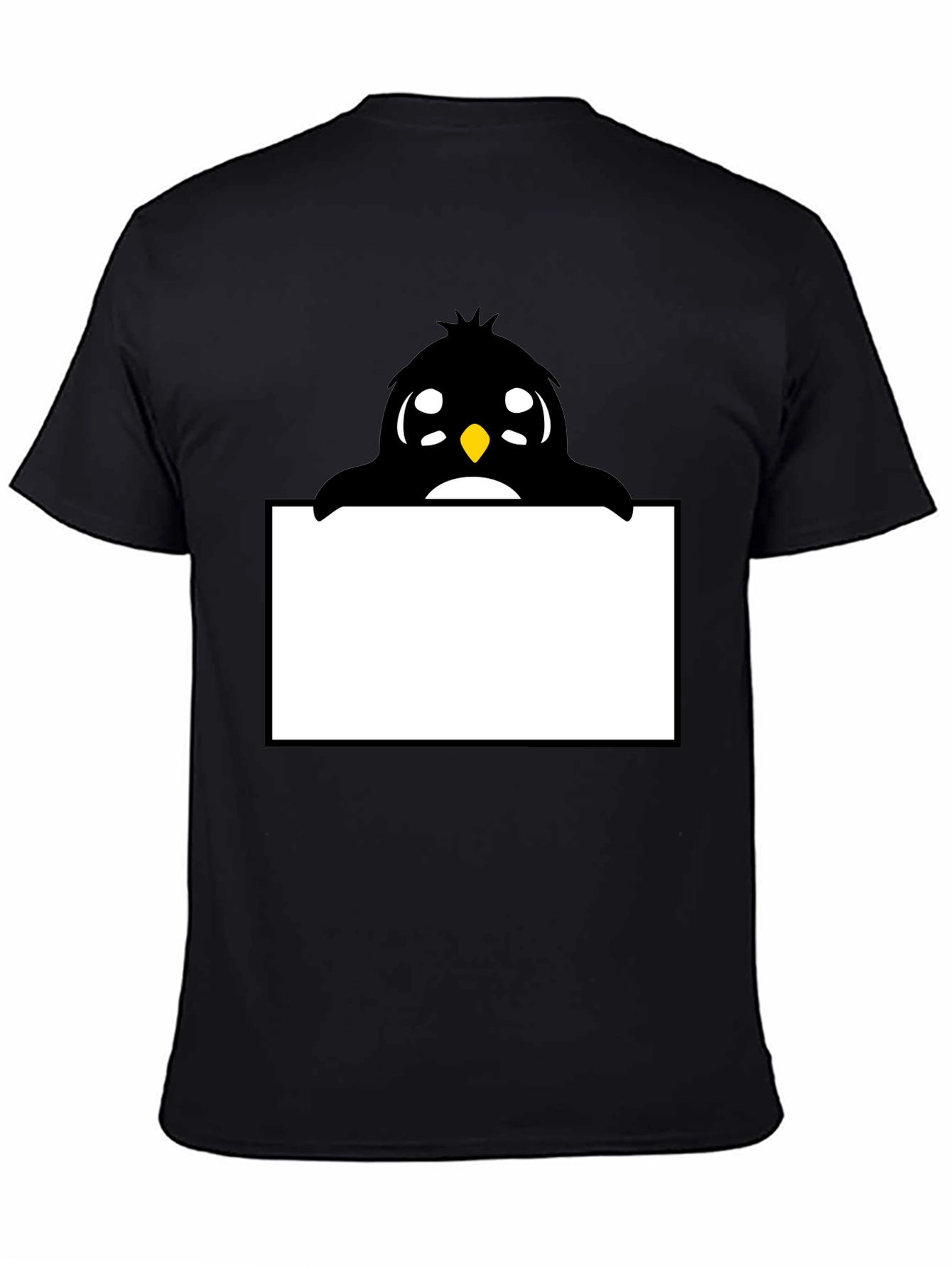 Cute Cartoon Penguin Peek-a-Boo Black T-Shirt