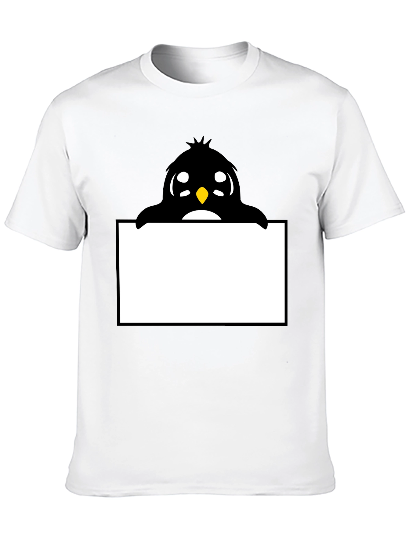 Cute Cartoon Penguin Peek-a-Boo Black T-Shirt
