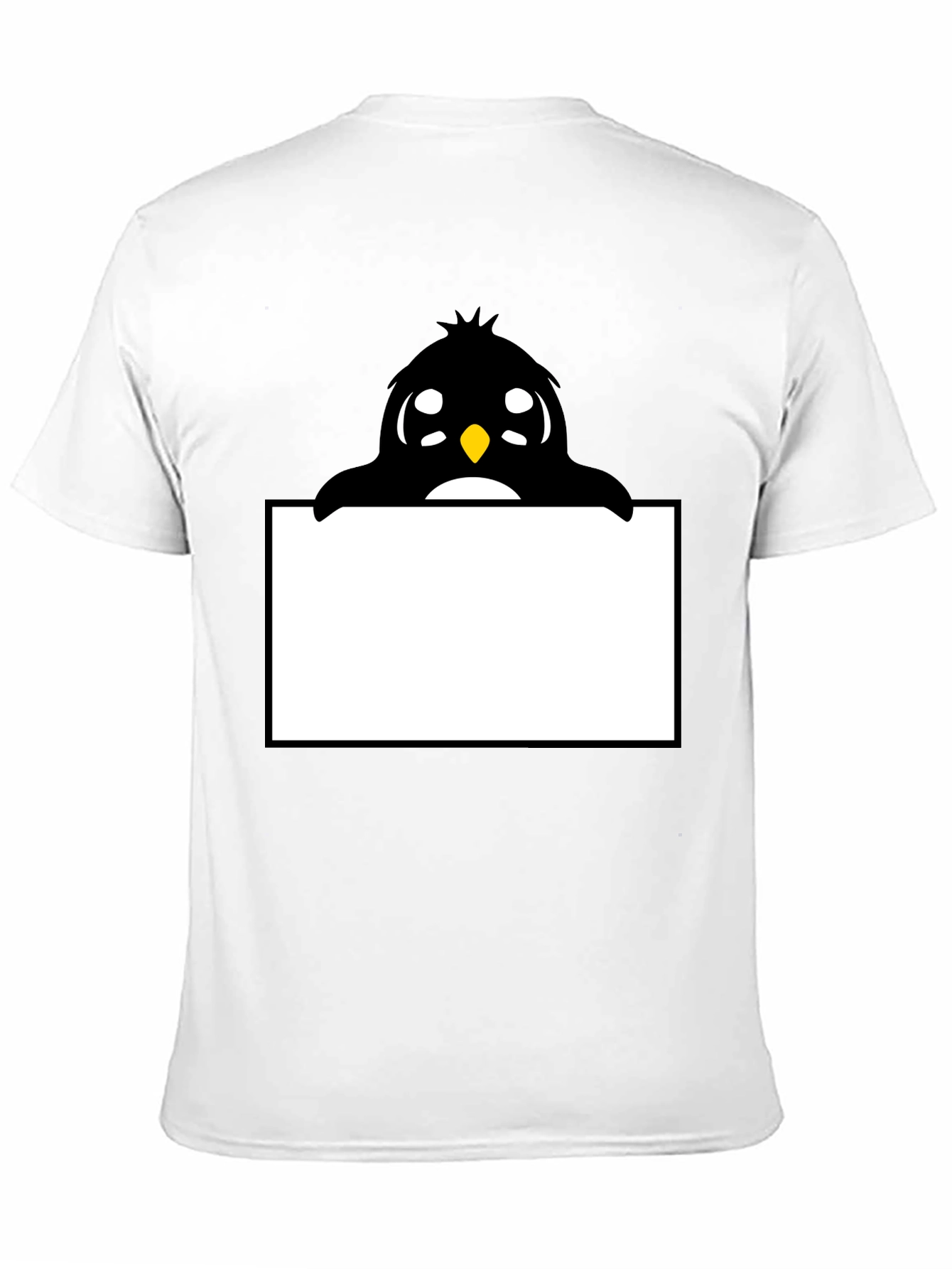 Cute Cartoon Penguin Peek-a-Boo Black T-Shirt