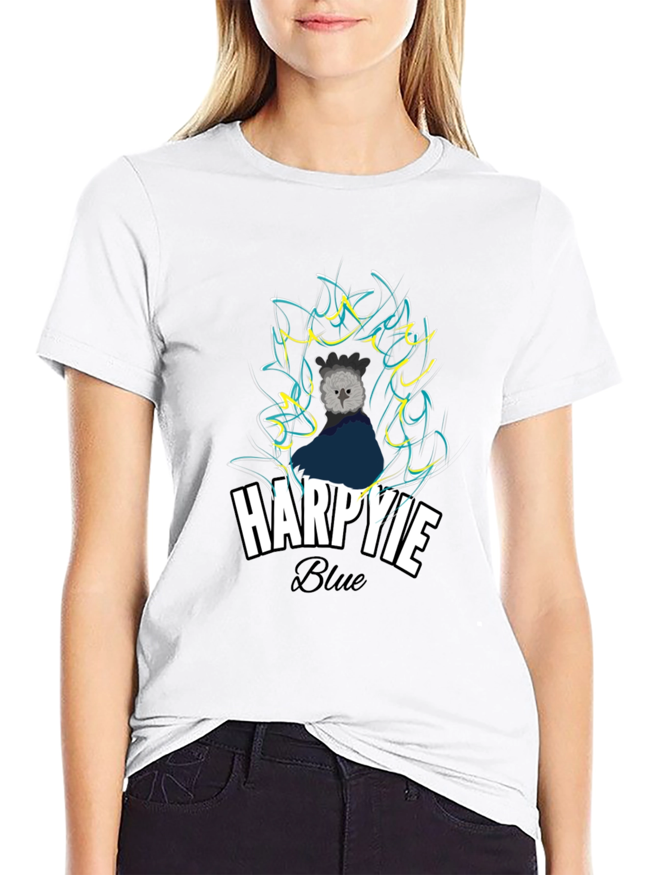 Harpie Blue Graphic T-Shirt - Stylish Bird Design Tee