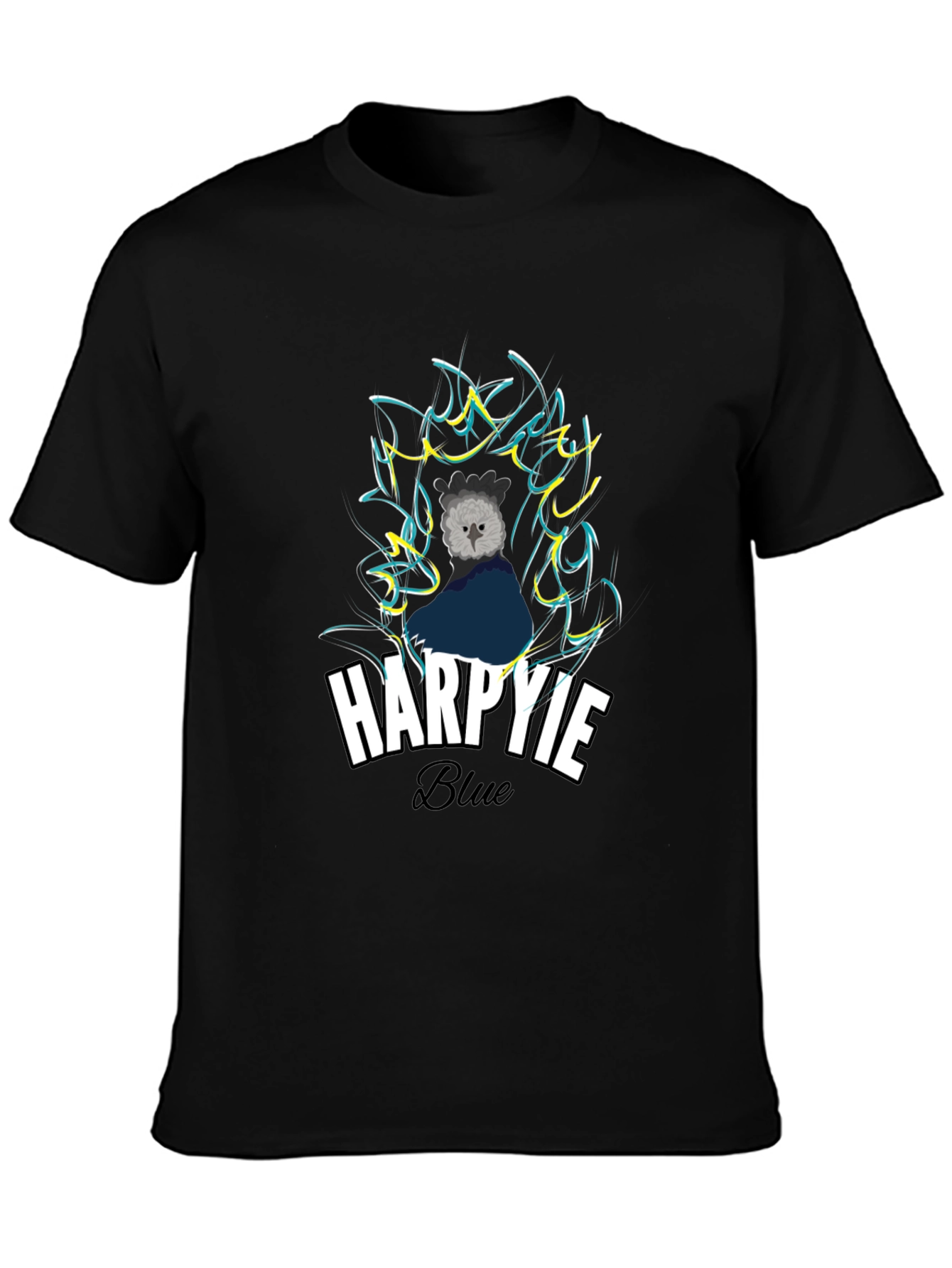 Harpie Blue Graphic T-Shirt - Stylish Bird Design Tee