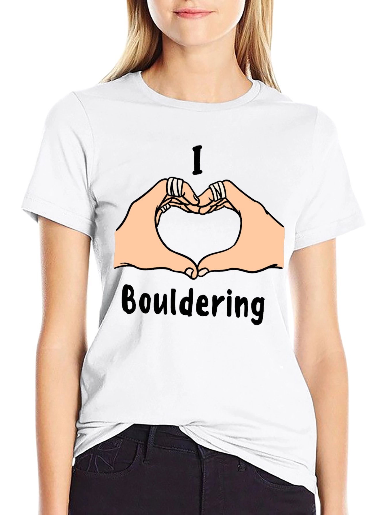 I Love Bouldering Heart Hands Graphic Tee