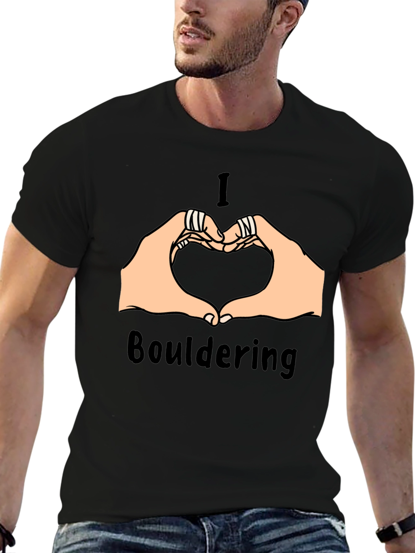 I Love Bouldering Heart Hands Graphic Tee
