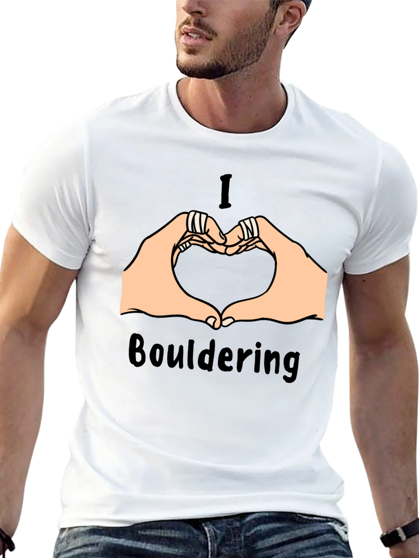 I Love Bouldering Heart Hands Graphic Tee