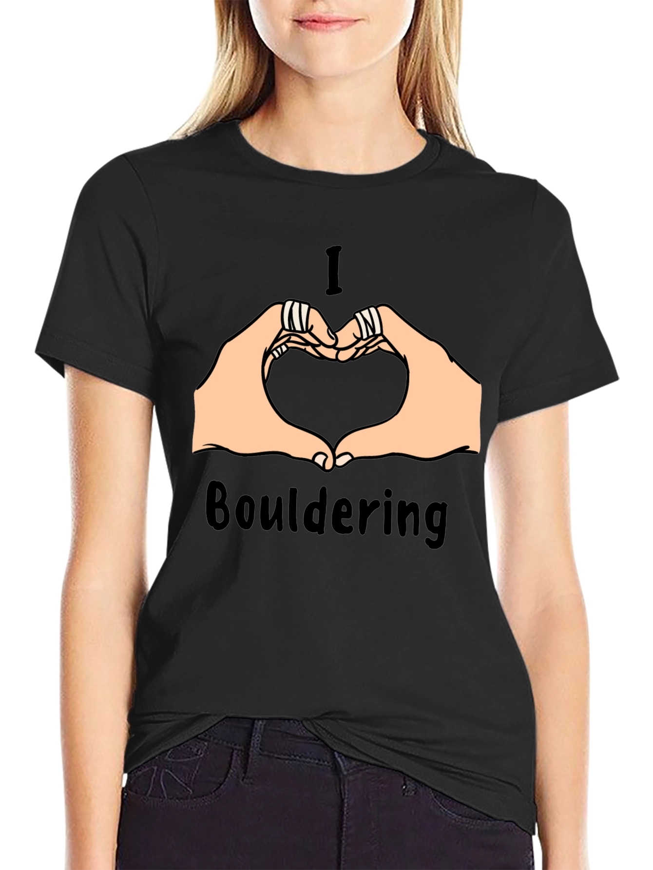 I Love Bouldering Heart Hands Graphic Tee