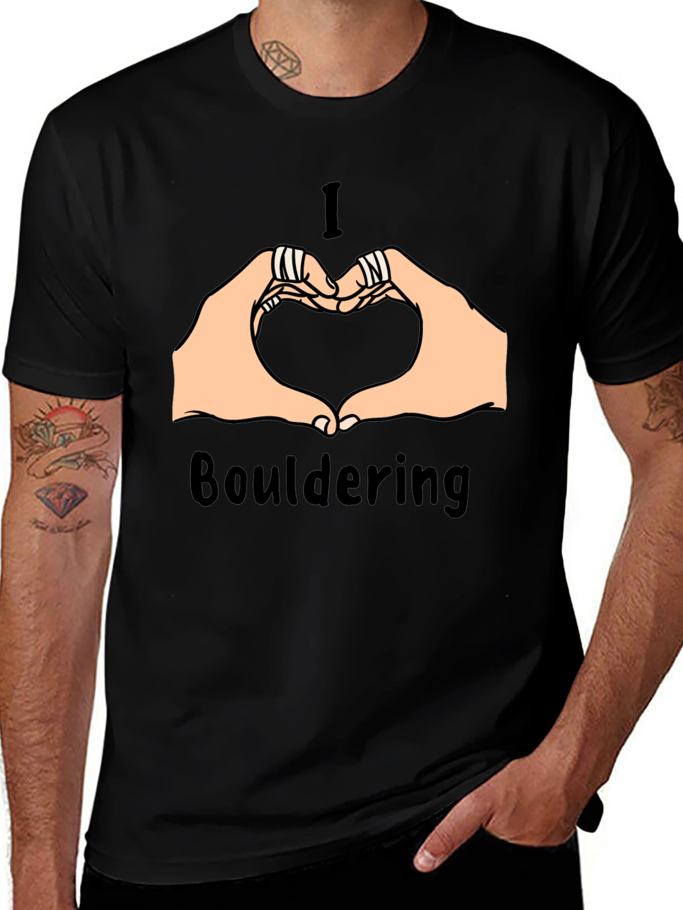 I Love Bouldering Heart Hands Graphic Tee