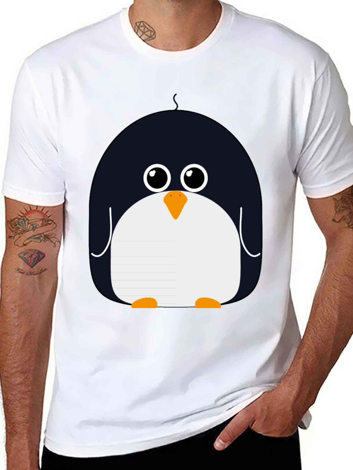Cute Penguin Graphic Black T-Shirt