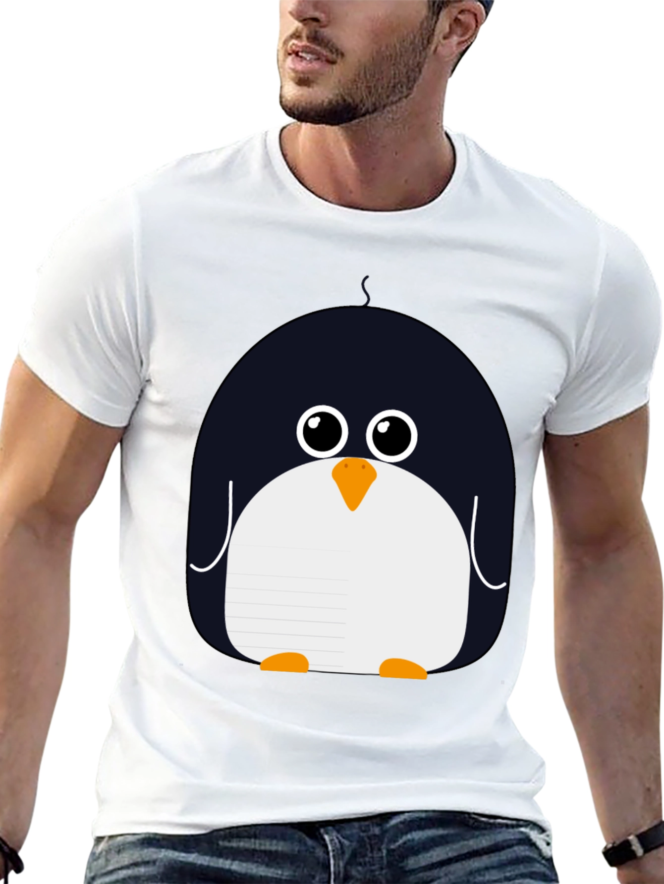 Cute Penguin Graphic Black T-Shirt
