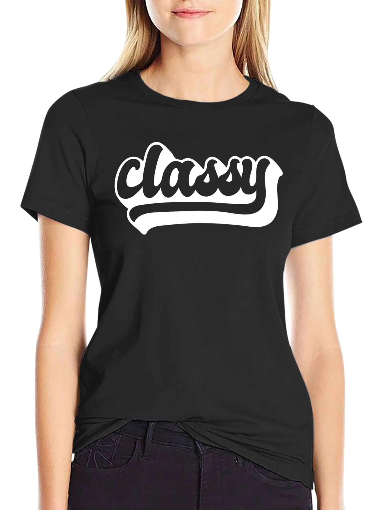 Classy Graphic Tee - Black Casual T-Shirt