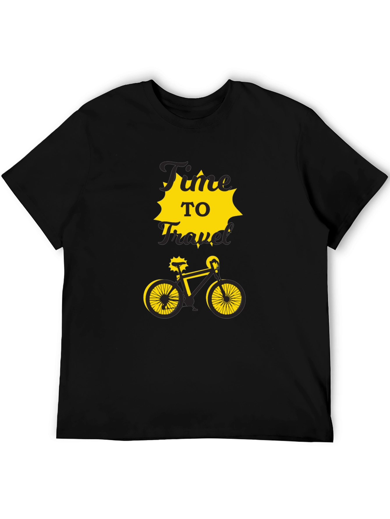 Time to Travel Bike Graphic Tee - Black