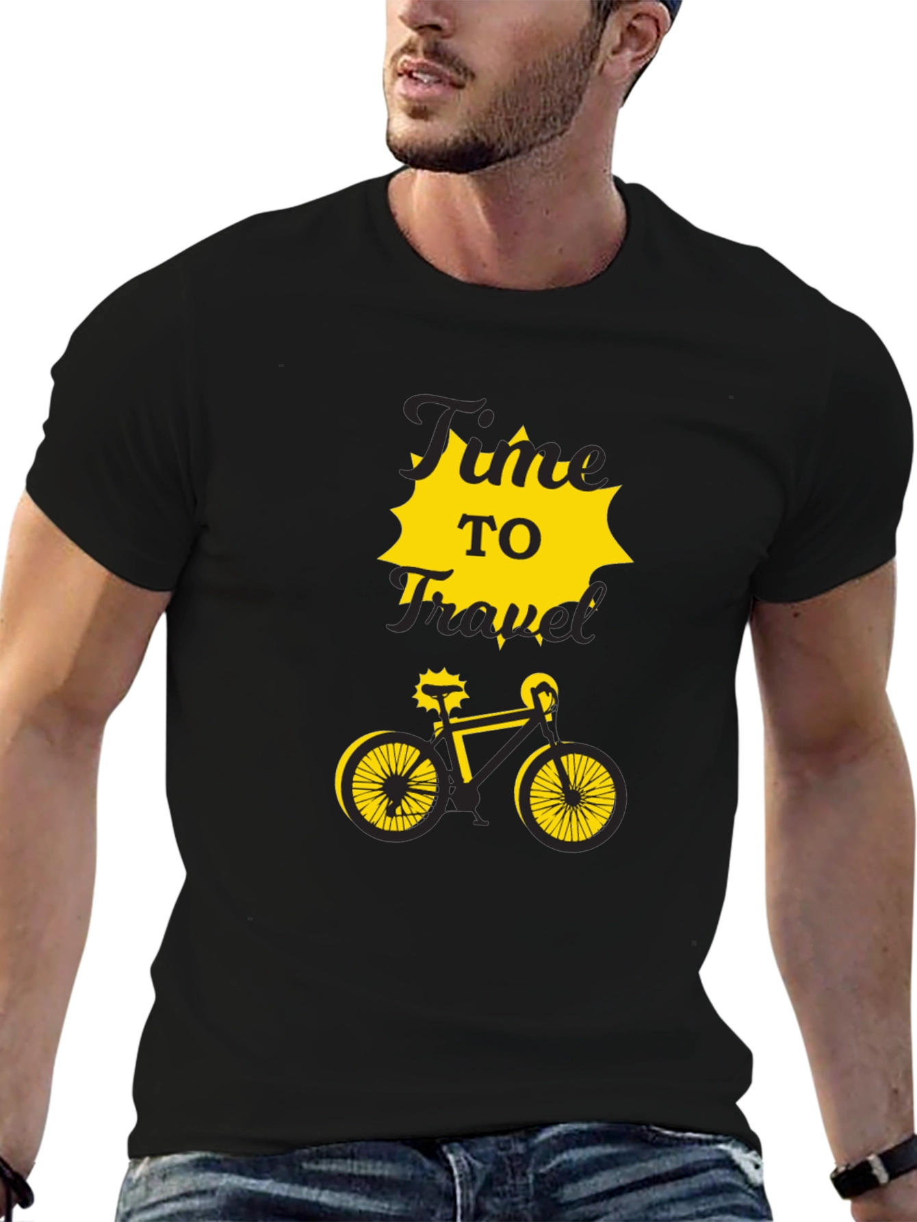 Time to Travel Bike Graphic Tee - Black