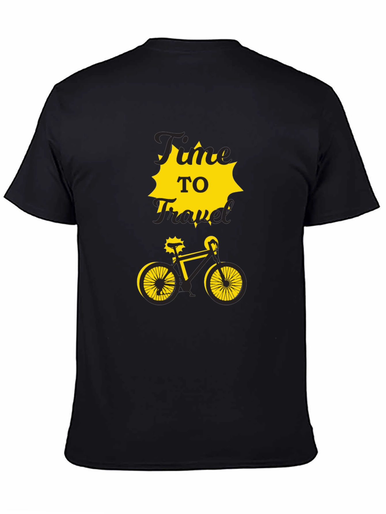 Time to Travel Bike Graphic Tee - Black