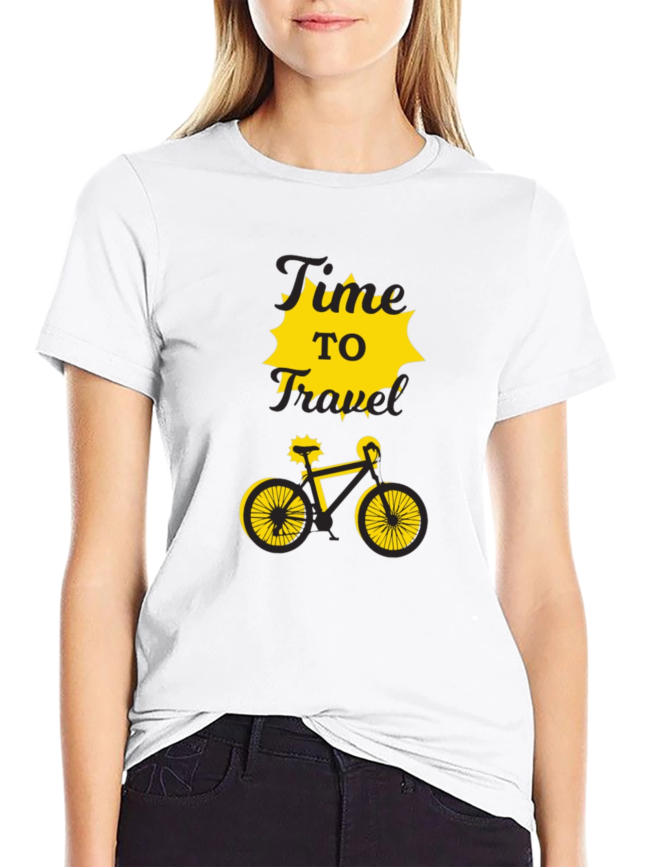 Time to Travel Bike Graphic Tee - Black