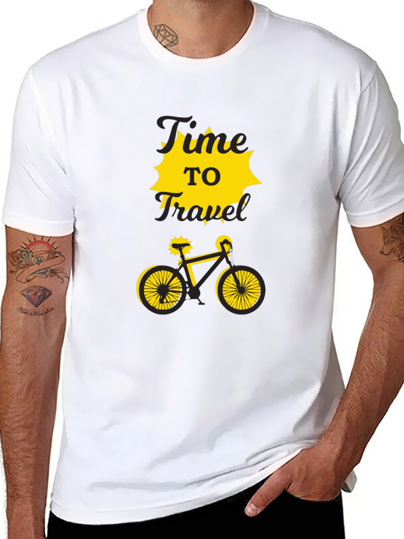 Time to Travel Bike Graphic Tee - Black
