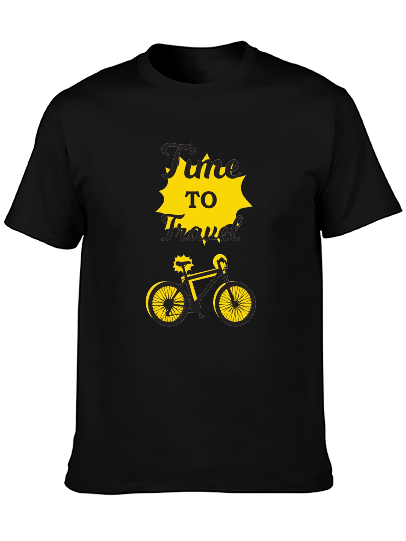 Time to Travel Bike Graphic Tee - Black