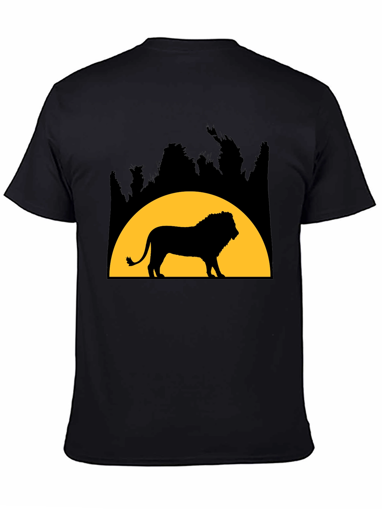 Lion Silhouette Graphic Tee - Black Cotton Blend