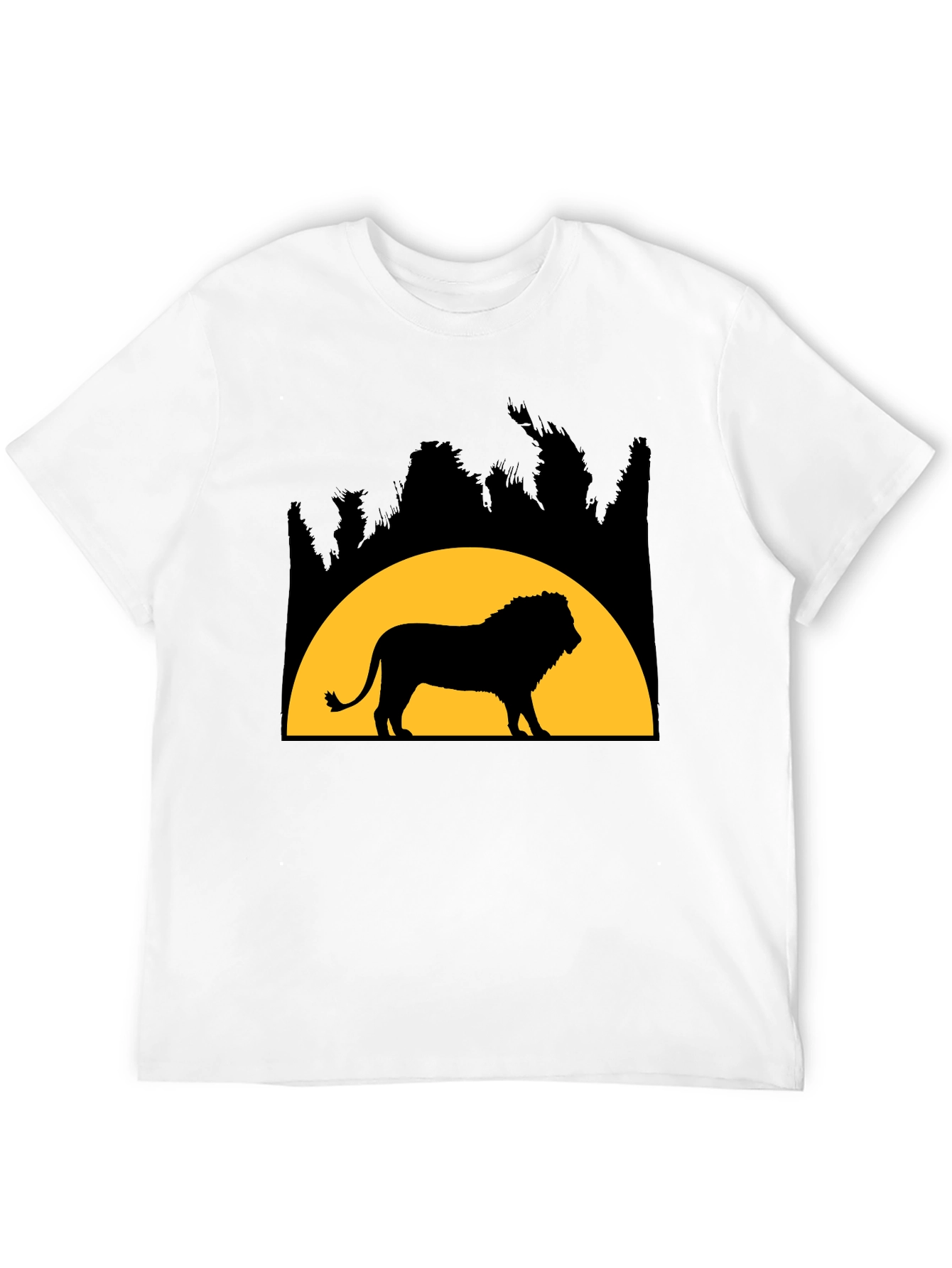 Lion Silhouette Graphic Tee - Black Cotton Blend