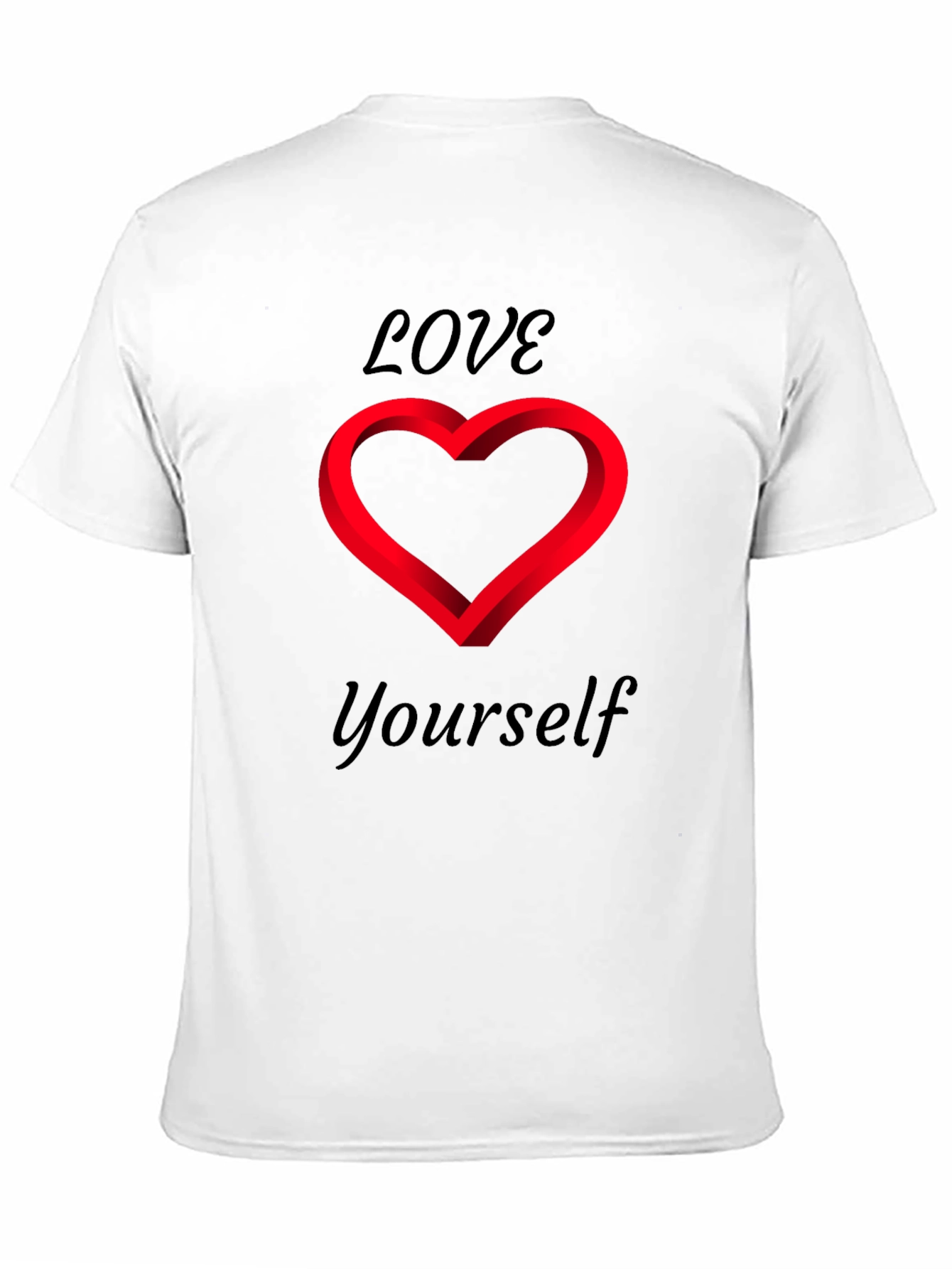 Love Yourself Black T-Shirt - Heart Design