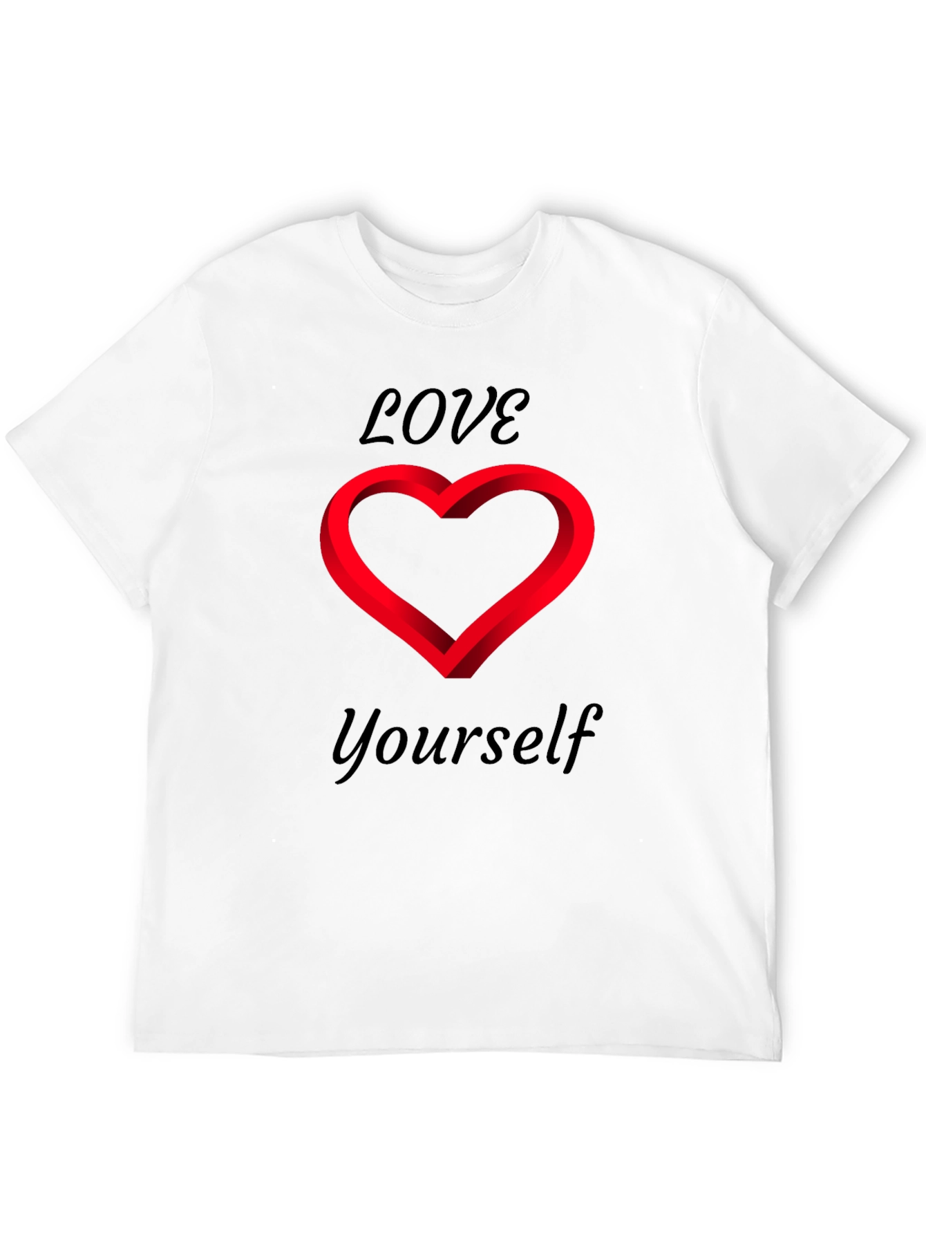 Love Yourself Black T-Shirt - Heart Design