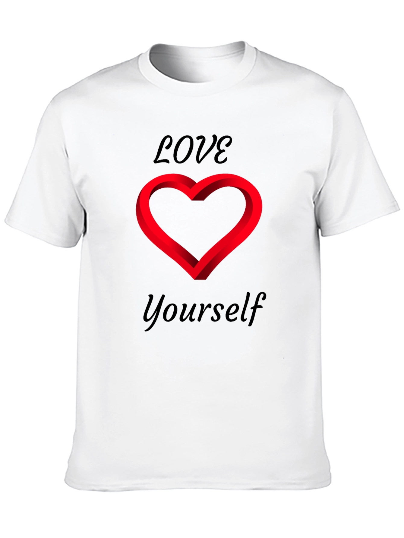 Love Yourself Black T-Shirt - Heart Design