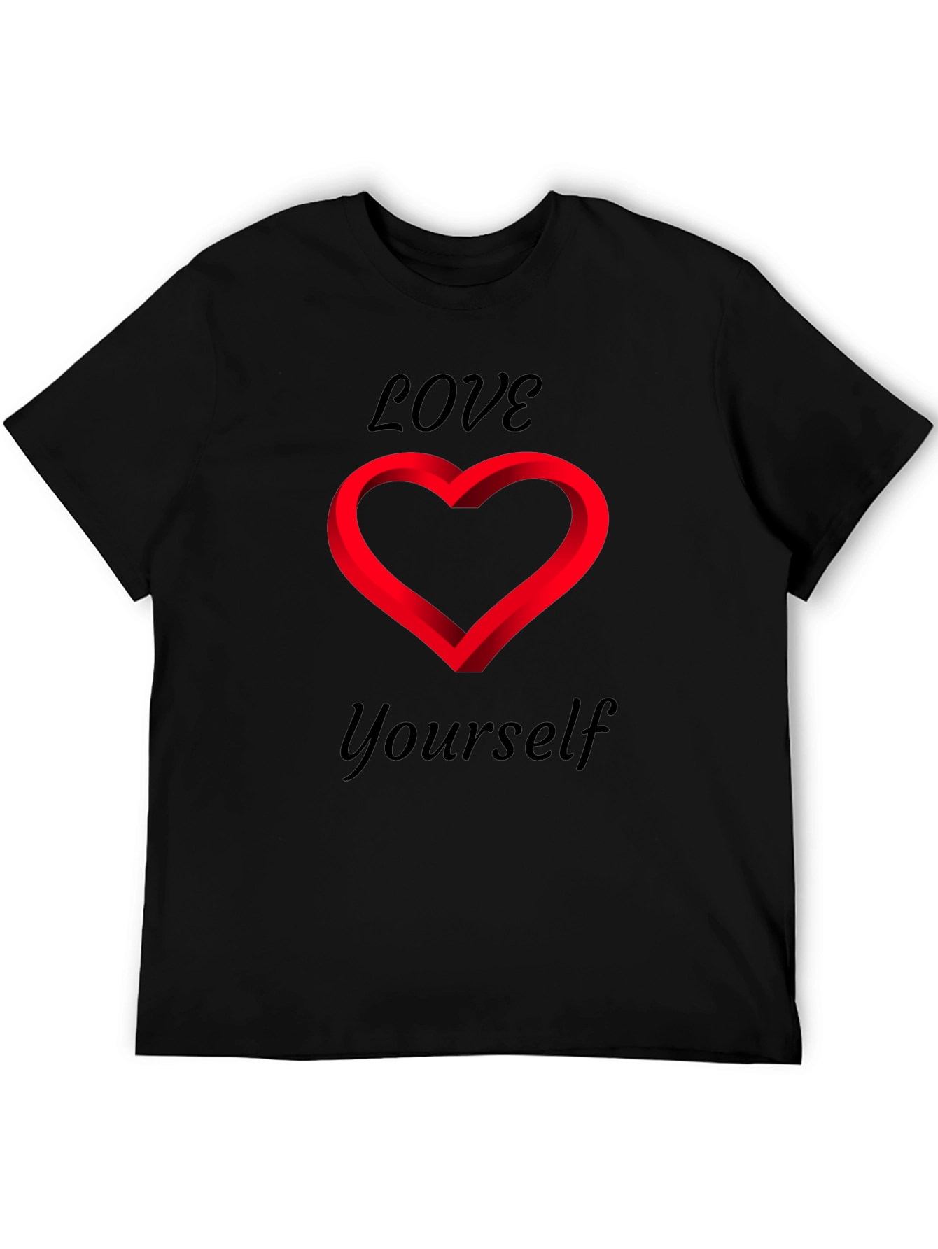 Love Yourself Black T-Shirt - Heart Design