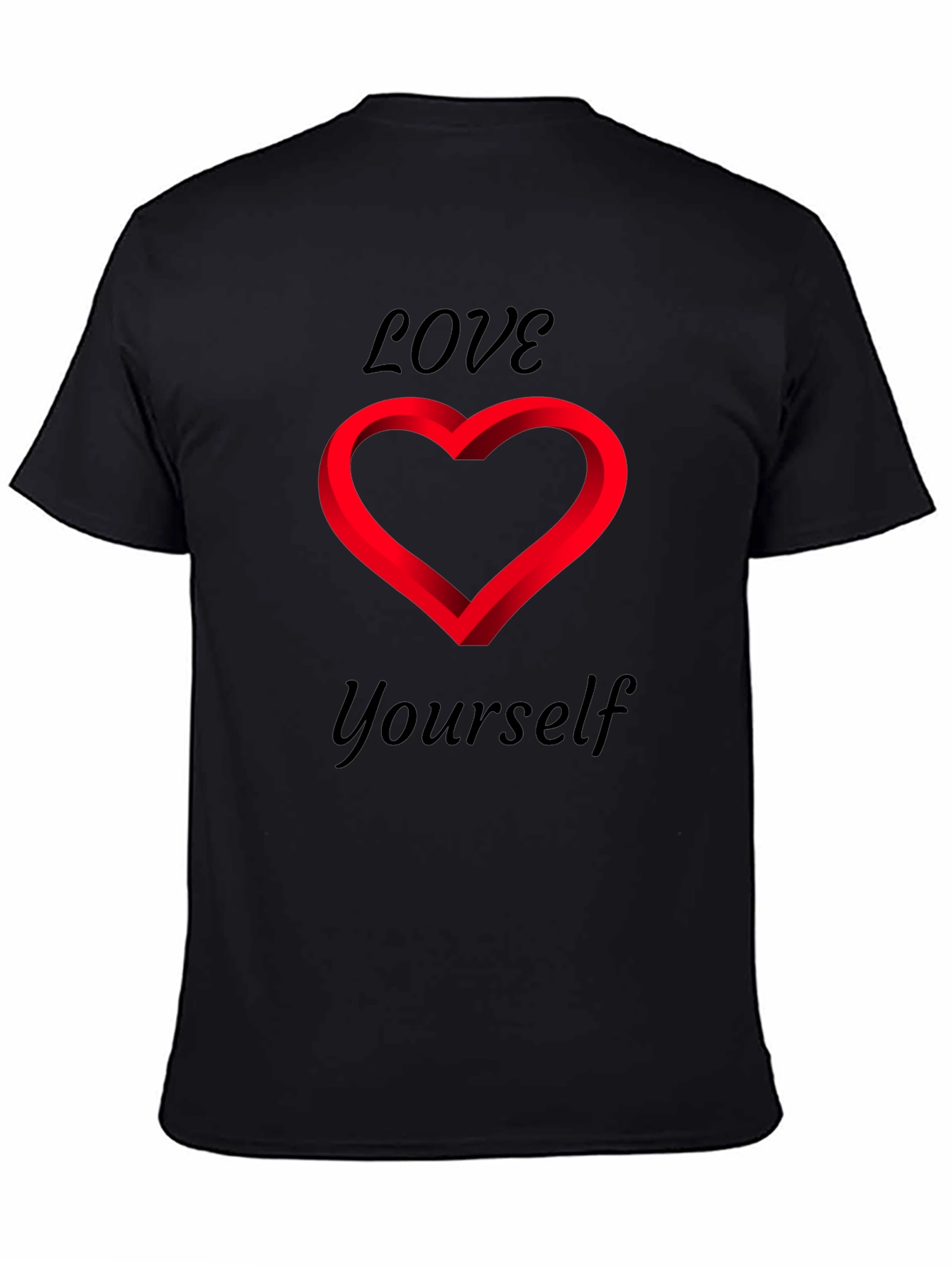 Love Yourself Black T-Shirt - Heart Design