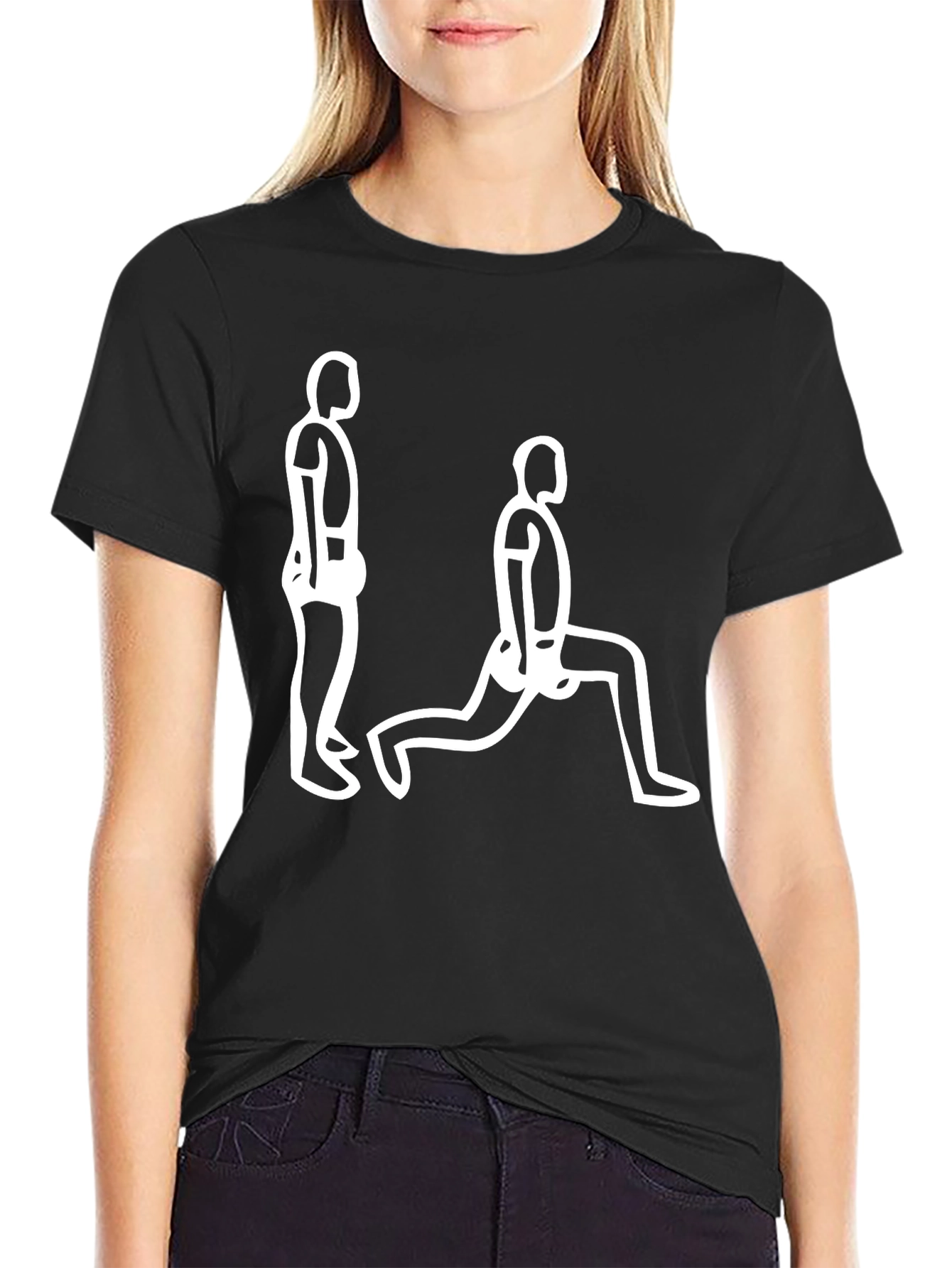 Mens Black T-Shirt with Exercise Graphic
