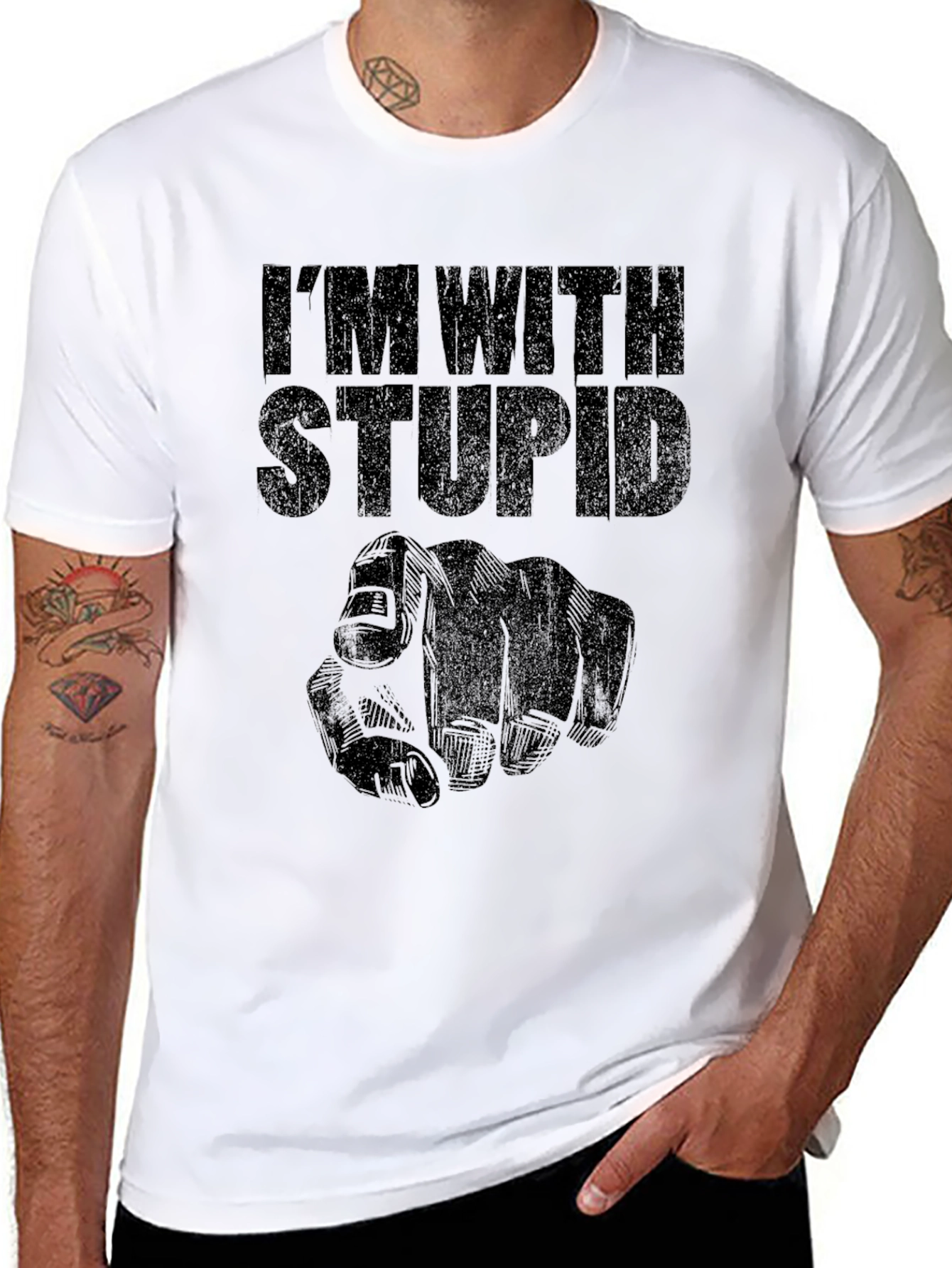 Im With Stupid T-Shirt Novelty Graphic Tee