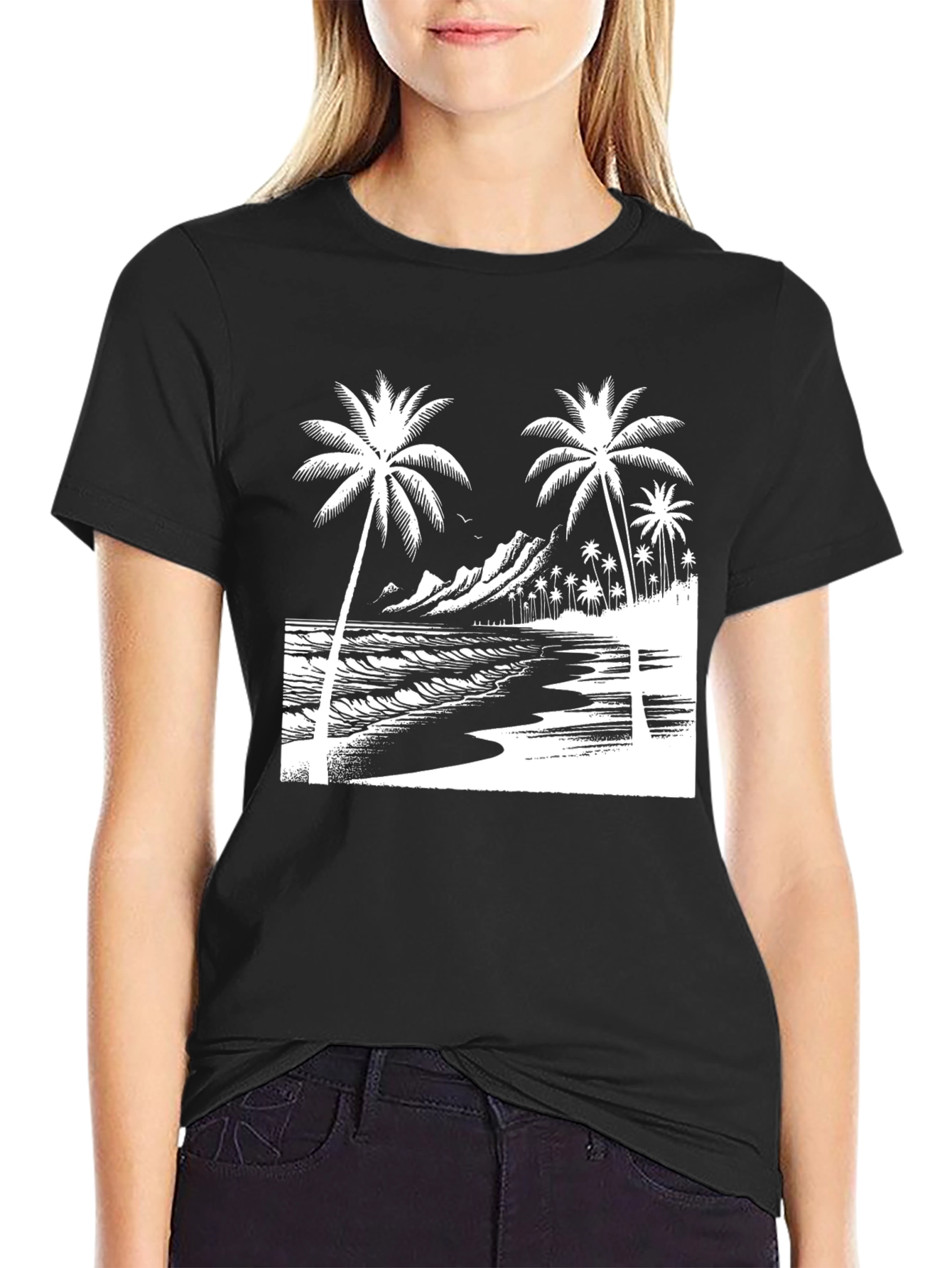 Tropical Beach Palm Tree Graphic T-Shirt