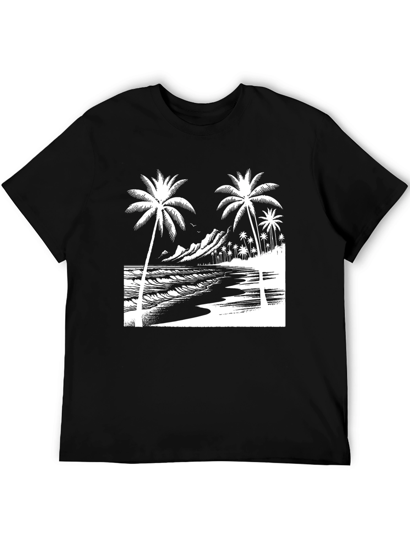 Tropical Beach Palm Tree Graphic T-Shirt