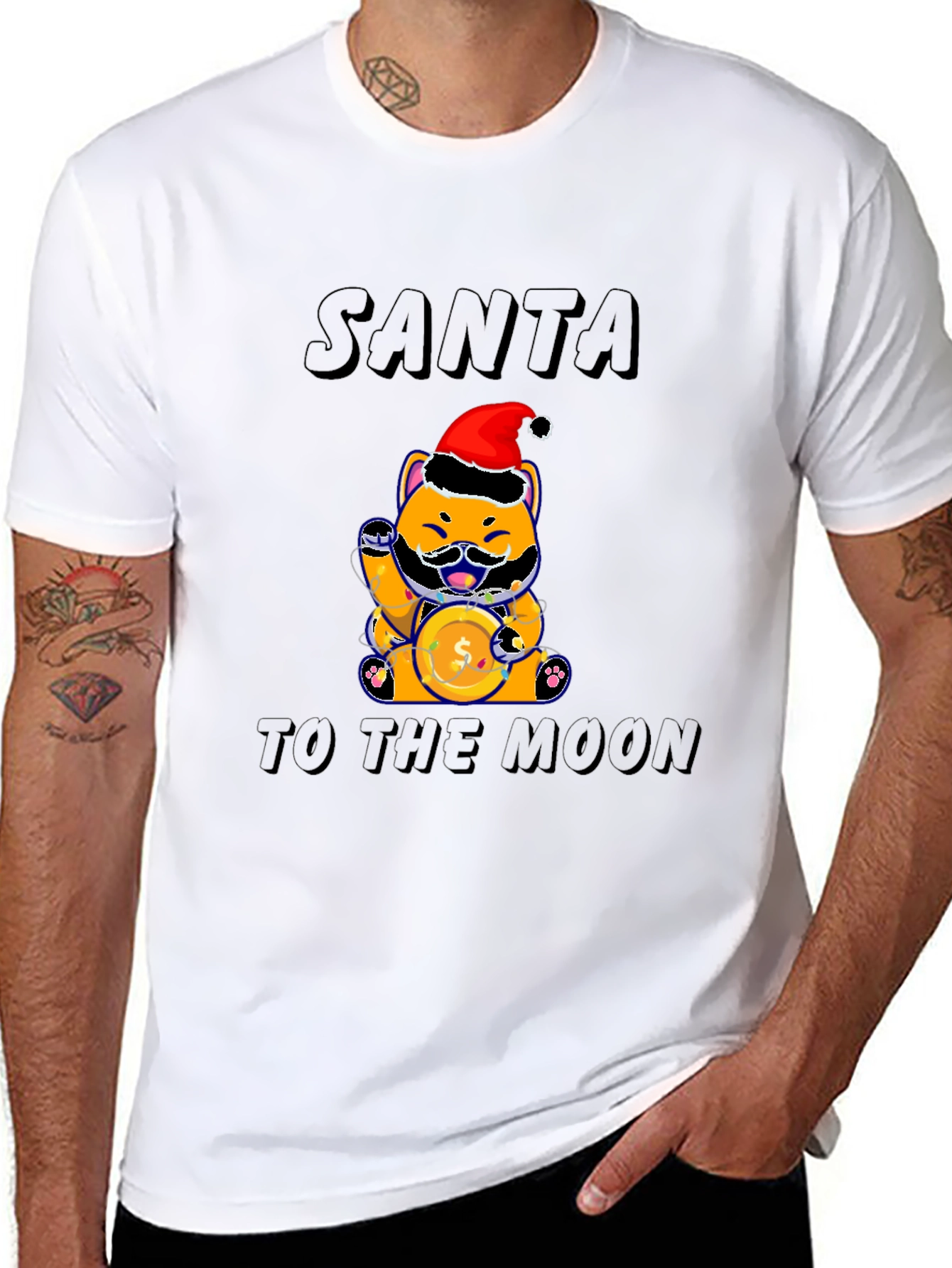 Santa Shiba Inu to the Moon T-Shirt