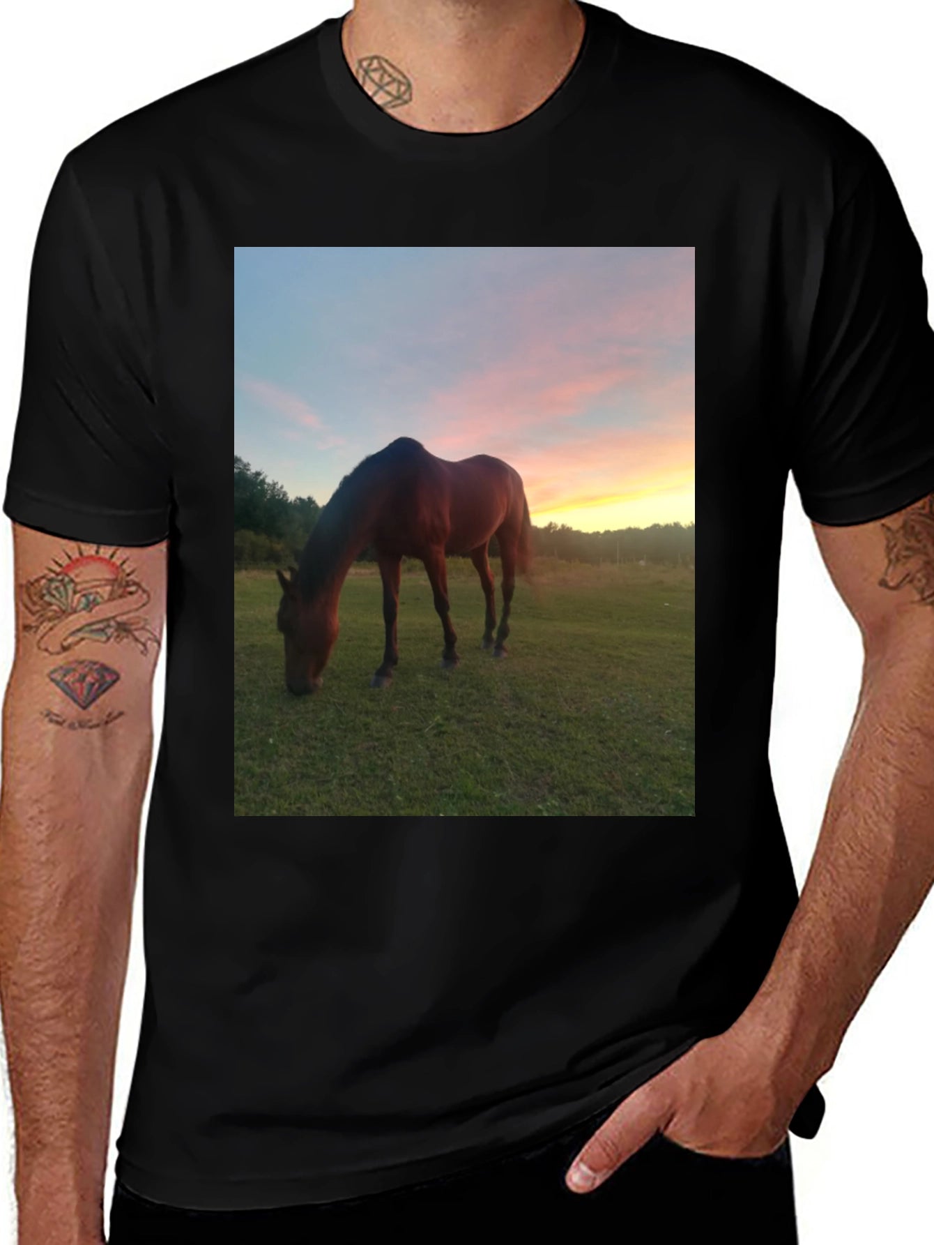 Horse Sunset Graphic Tee - Nature Lover Shirt