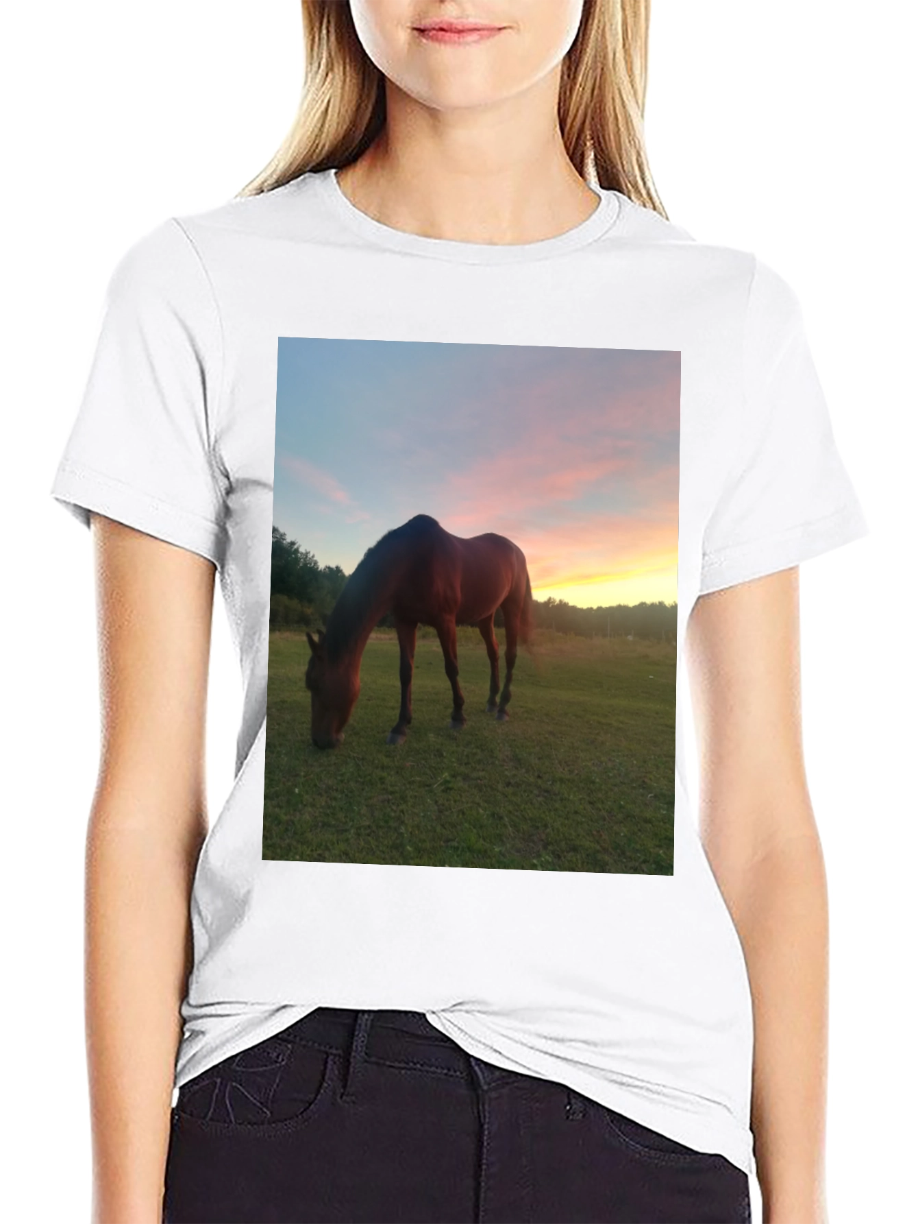 Horse Sunset Graphic Tee - Nature Lover Shirt