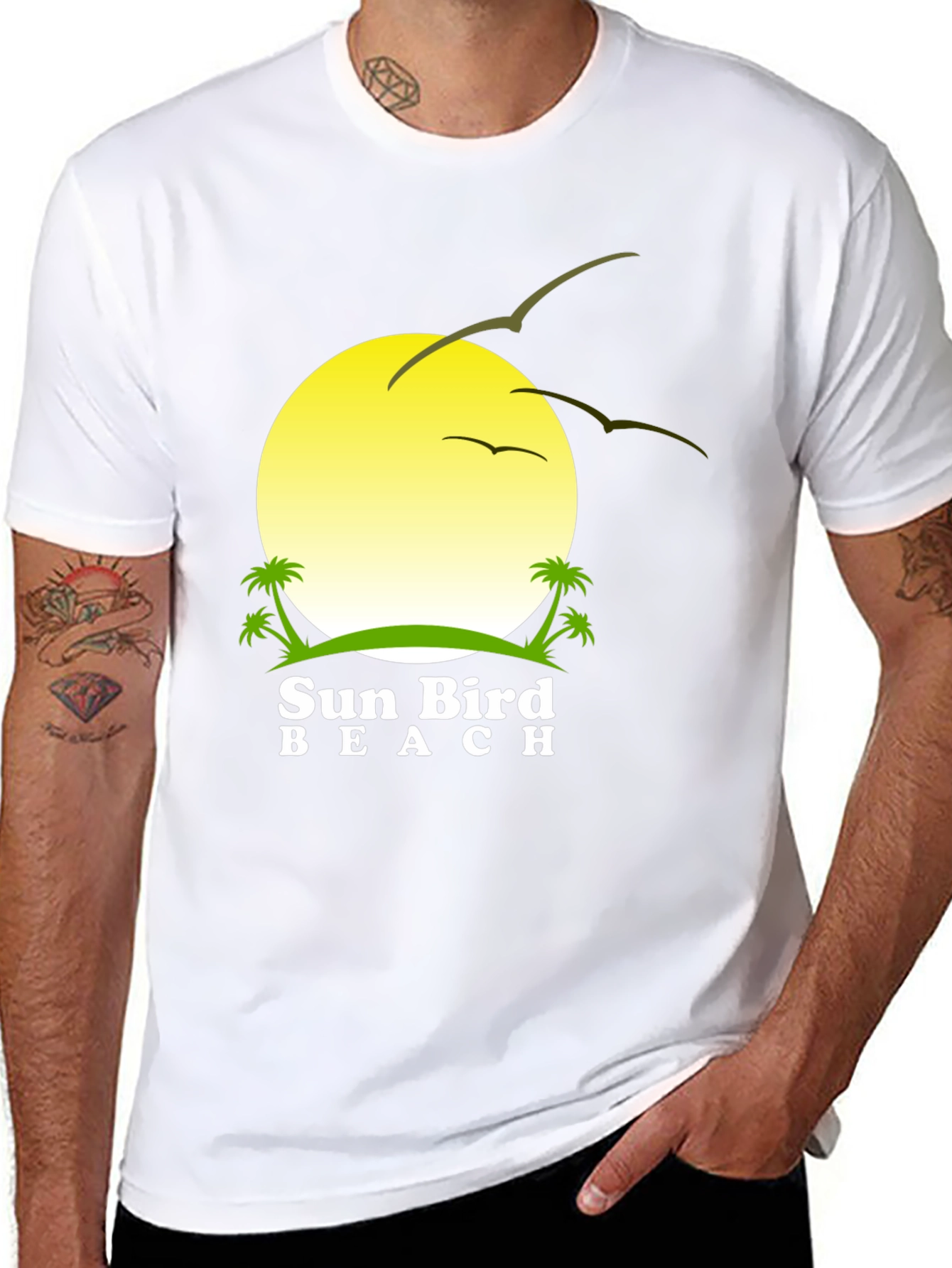 Sun Bird Beach Black T-Shirt