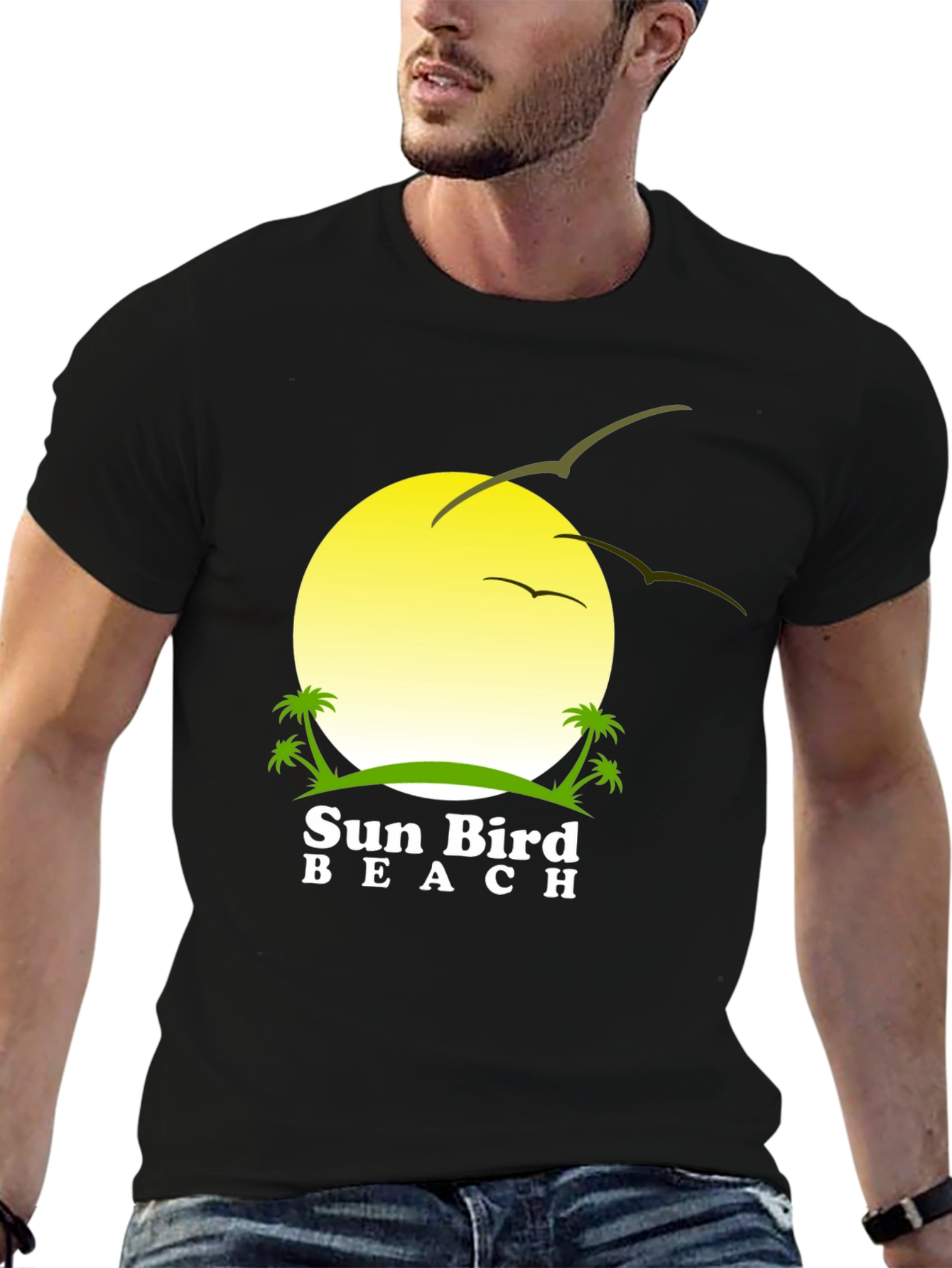 Sun Bird Beach Black T-Shirt