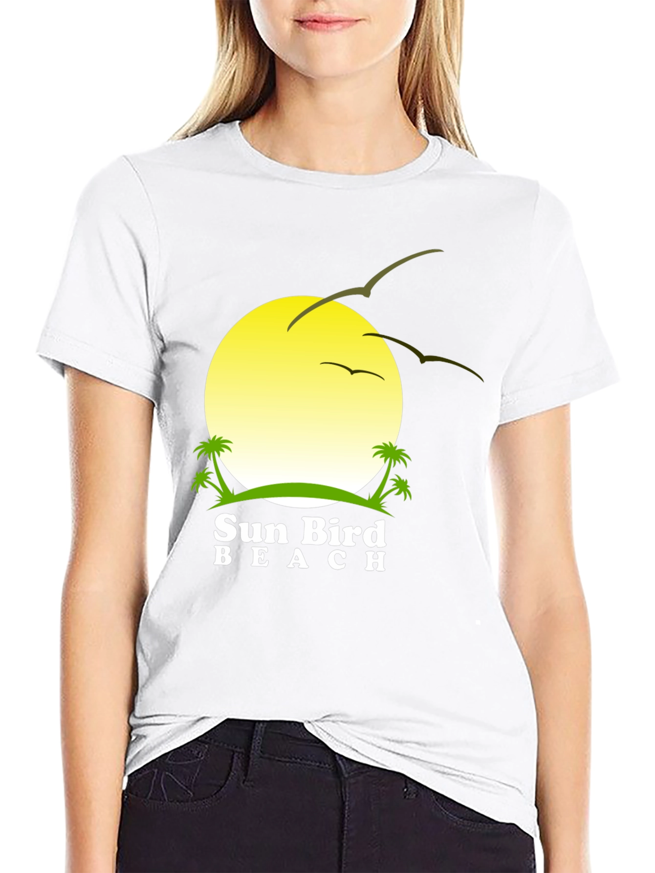 Sun Bird Beach Black T-Shirt