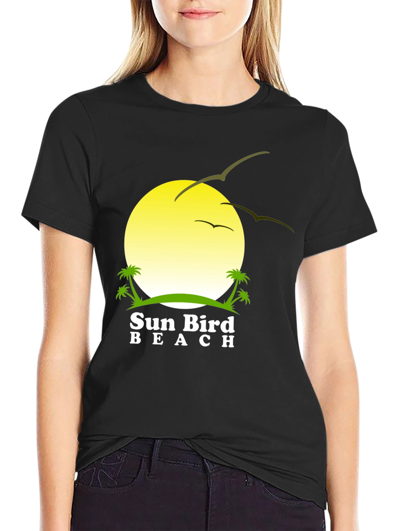 Sun Bird Beach Black T-Shirt