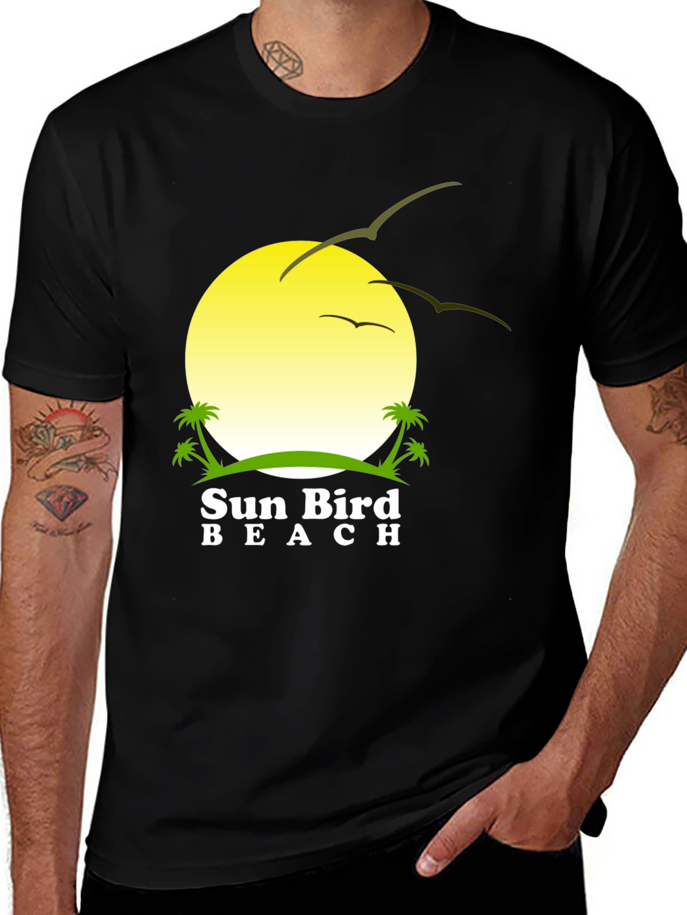 Sun Bird Beach Black T-Shirt