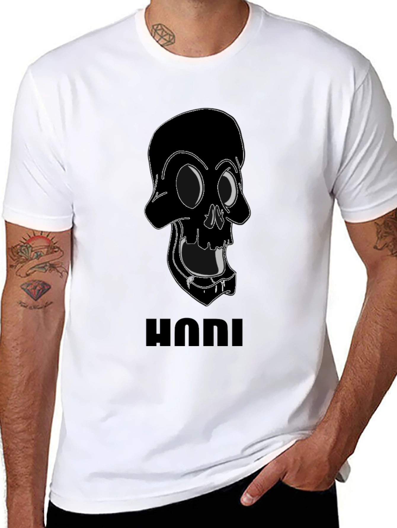 Edgy Skull Graphic Tee - Black Cotton