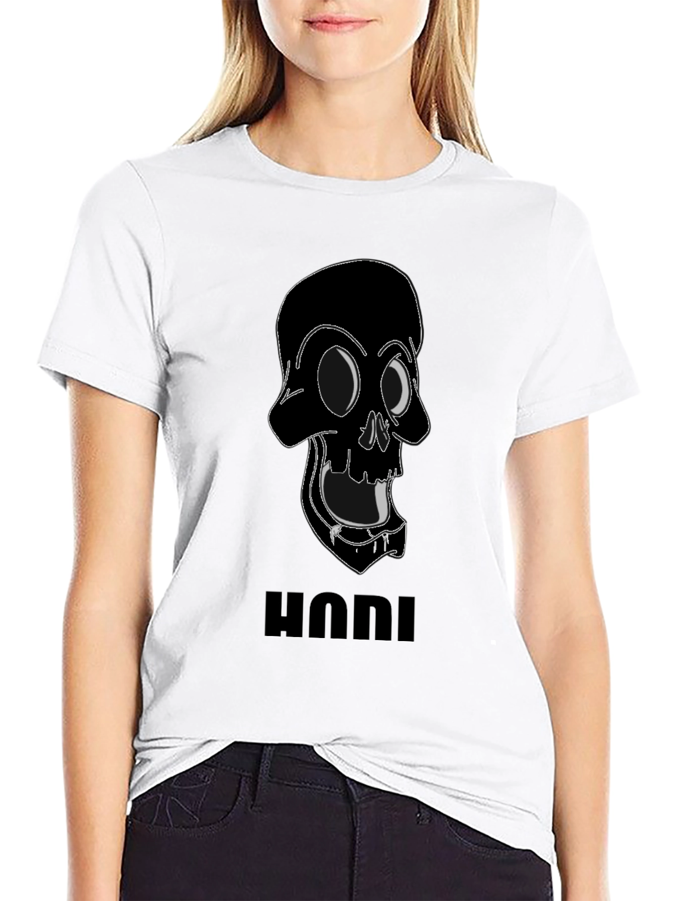 Edgy Skull Graphic Tee - Black Cotton
