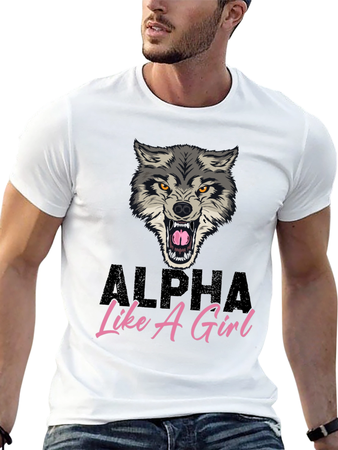 Alpha Like a Girl Wolf Graphic Tee
