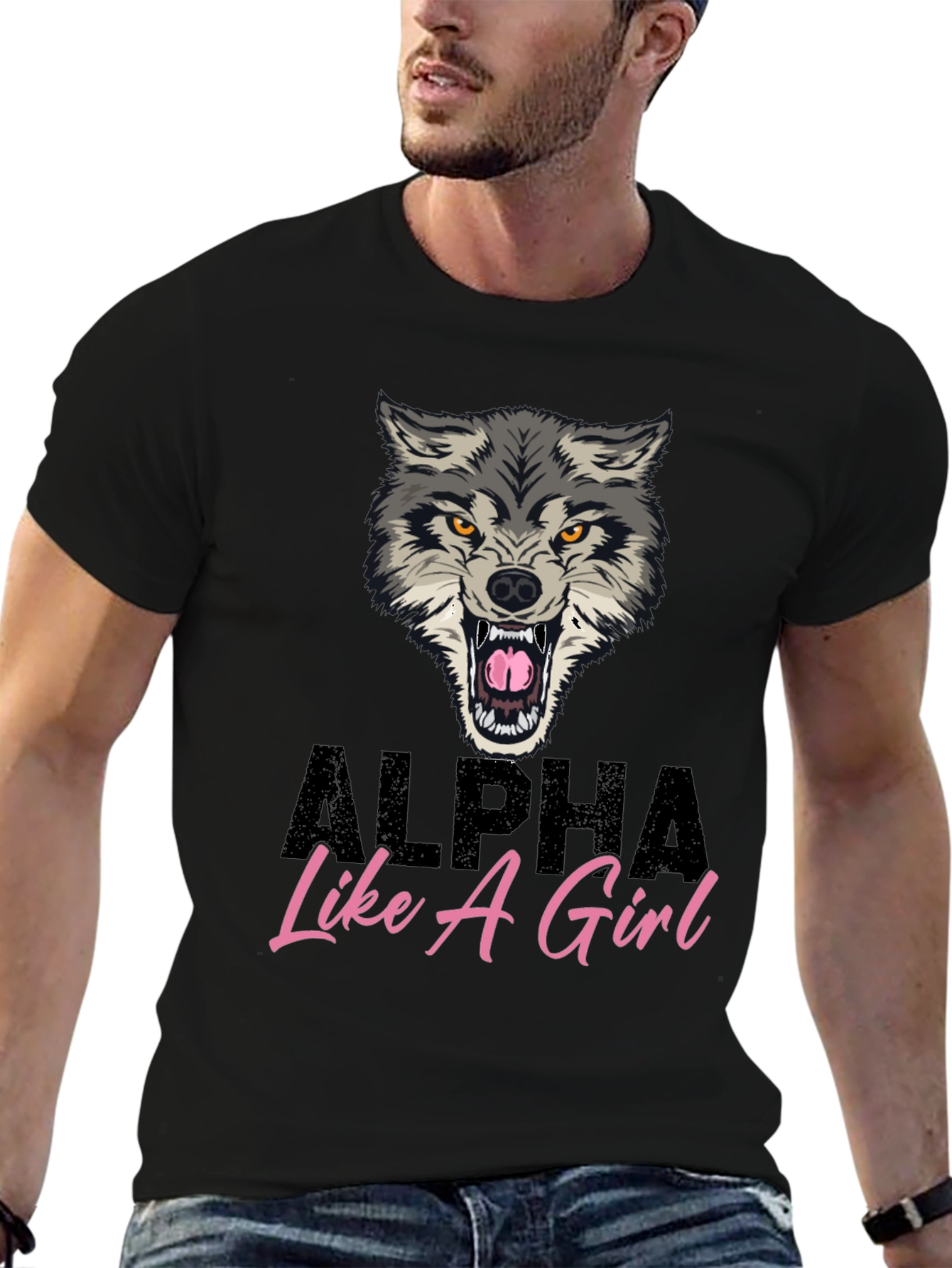 Alpha Like a Girl Wolf Graphic Tee