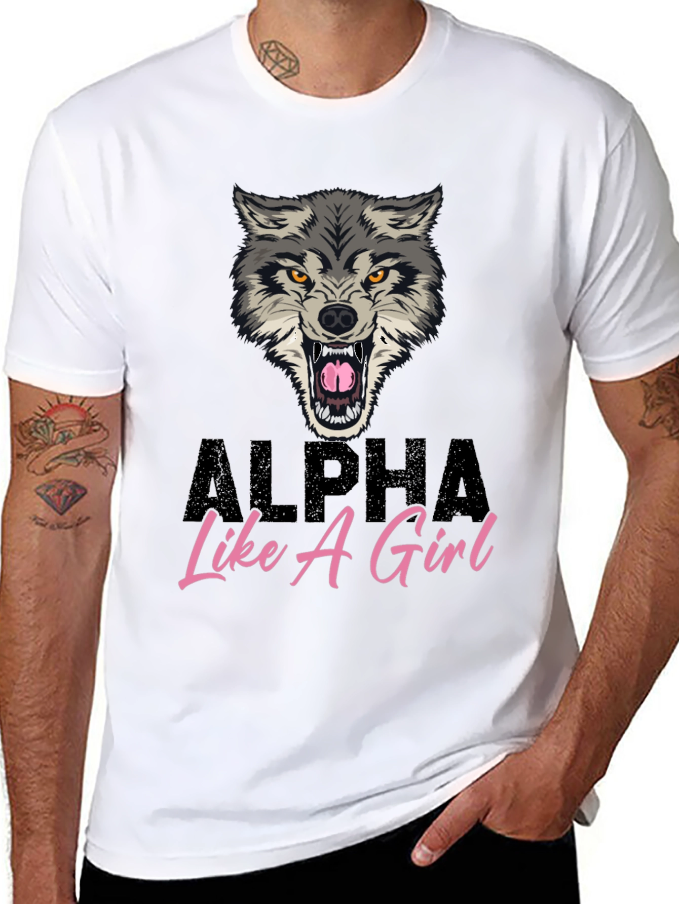 Alpha Like a Girl Wolf Graphic Tee