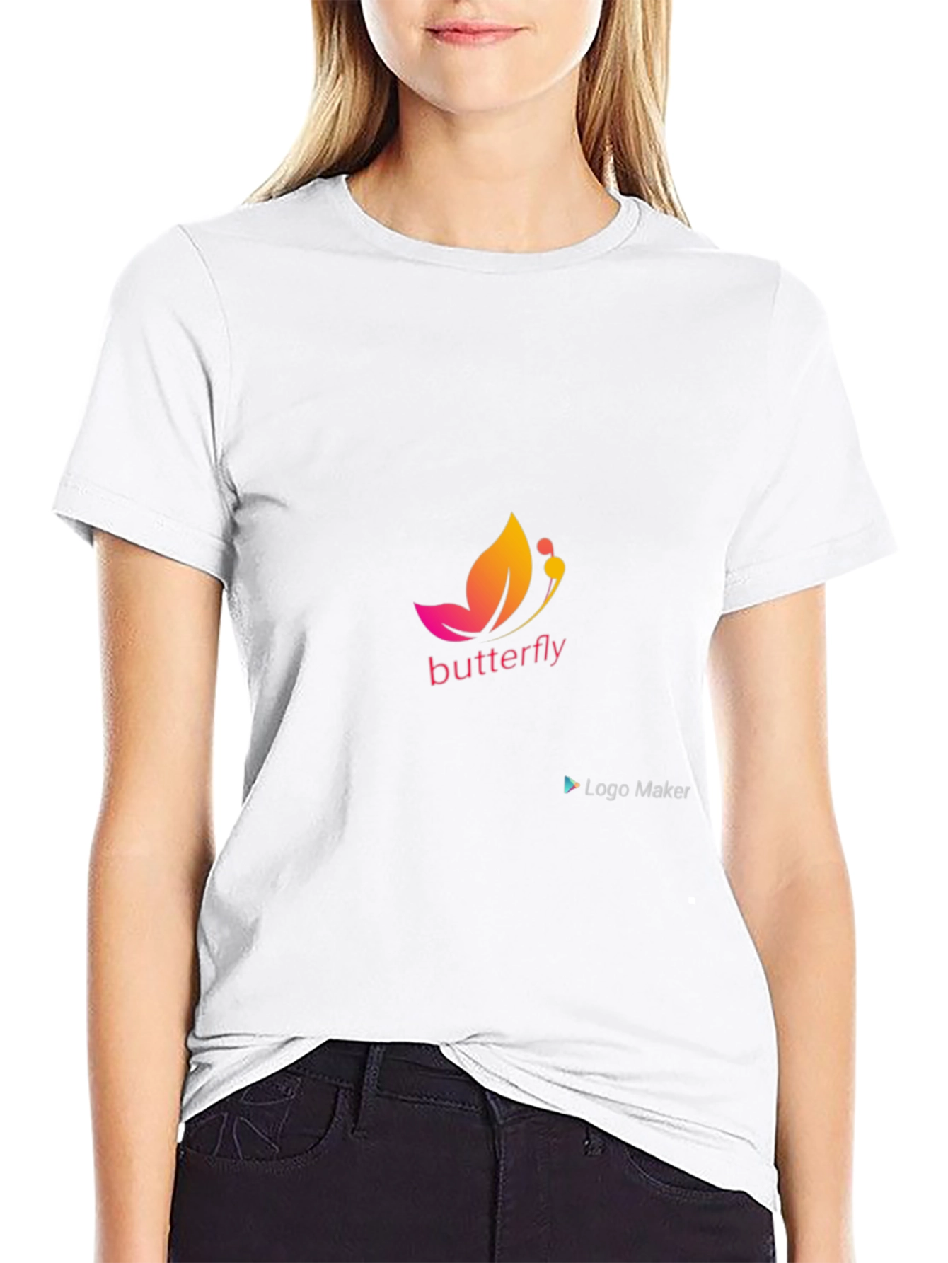 Butterfly Logo Black T-Shirt - Stylish & Comfortable