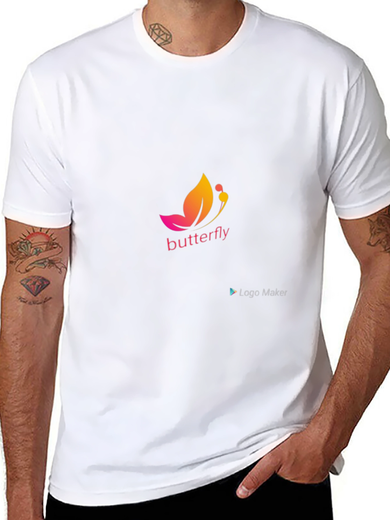 Butterfly Logo Black T-Shirt - Stylish & Comfortable