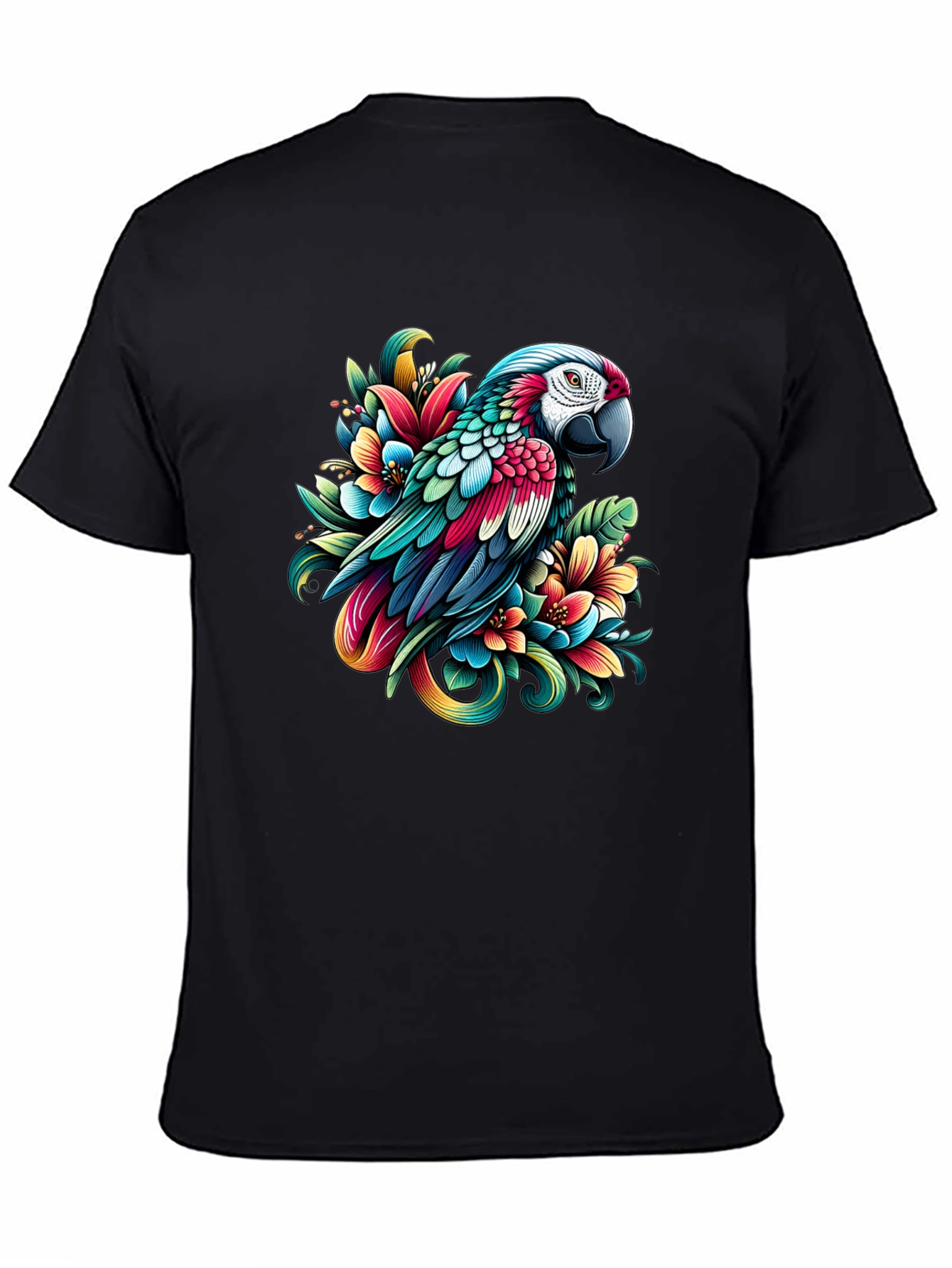 Parrot & Floral Graphic Tee - Vivid Design